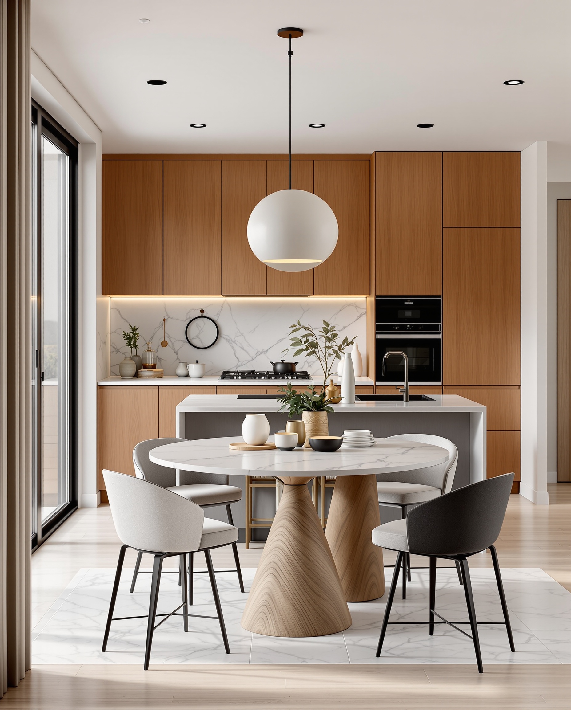 Modern kitchen island with seating