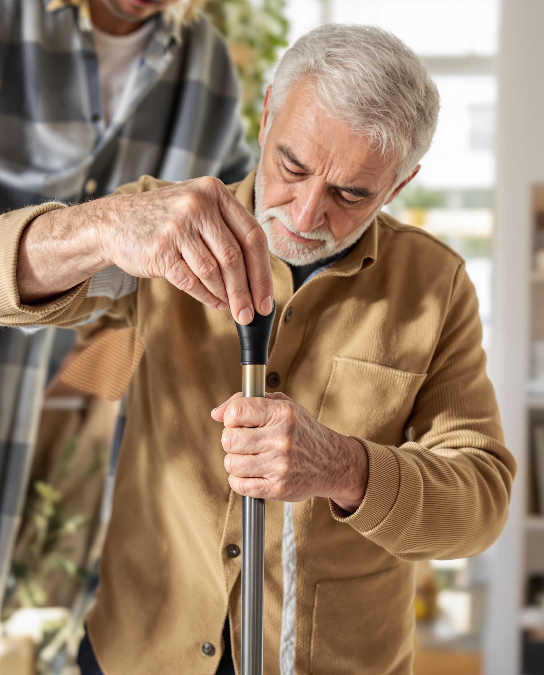 Senior checking cane rubber tip for wear