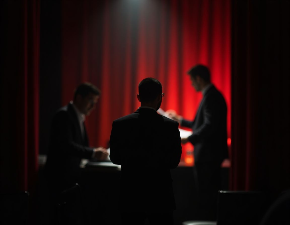Executive preparing backstage before a keynote