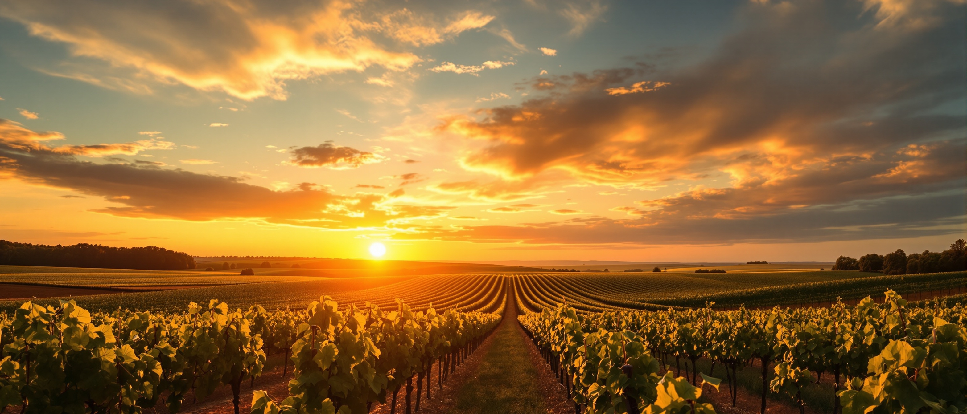 Blog Vinôverre - Vignoble au coucher du soleil