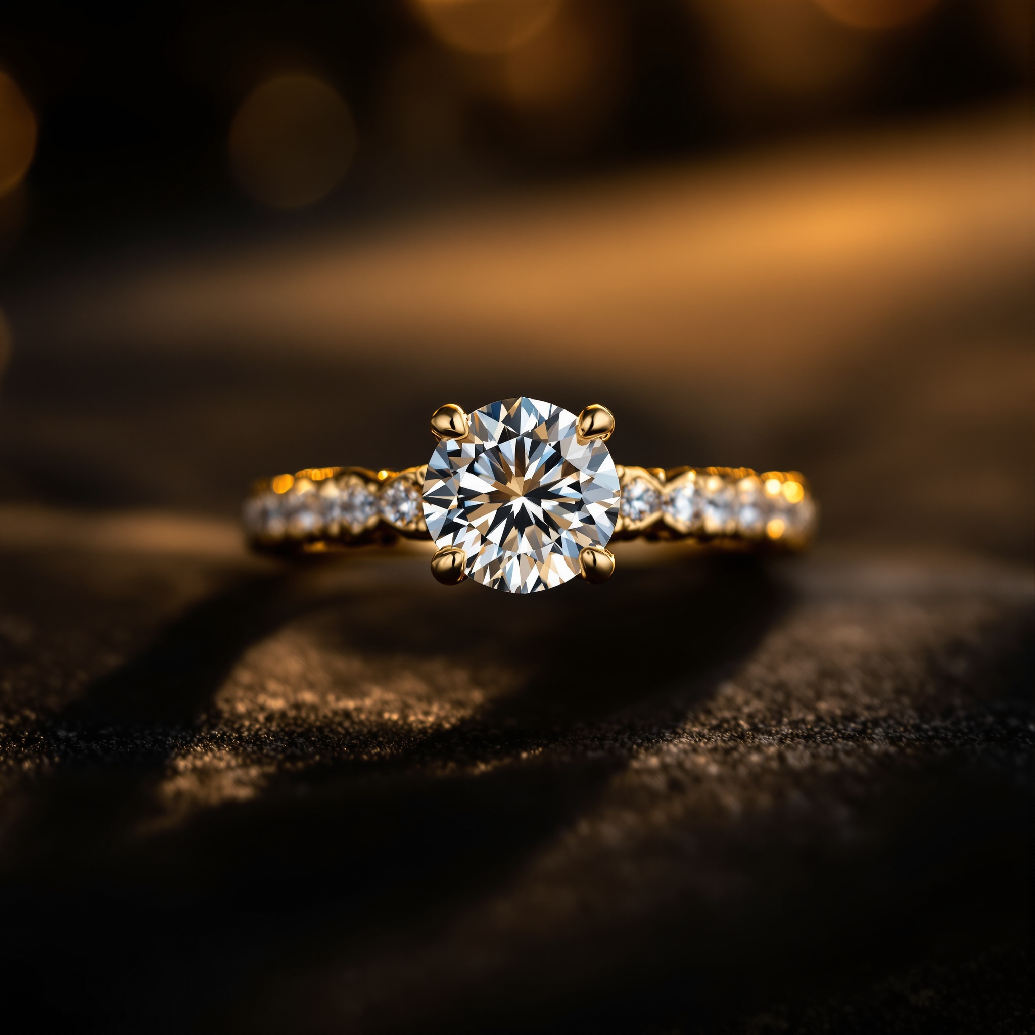 14K Yellow Gold Diamond Engagement Ring