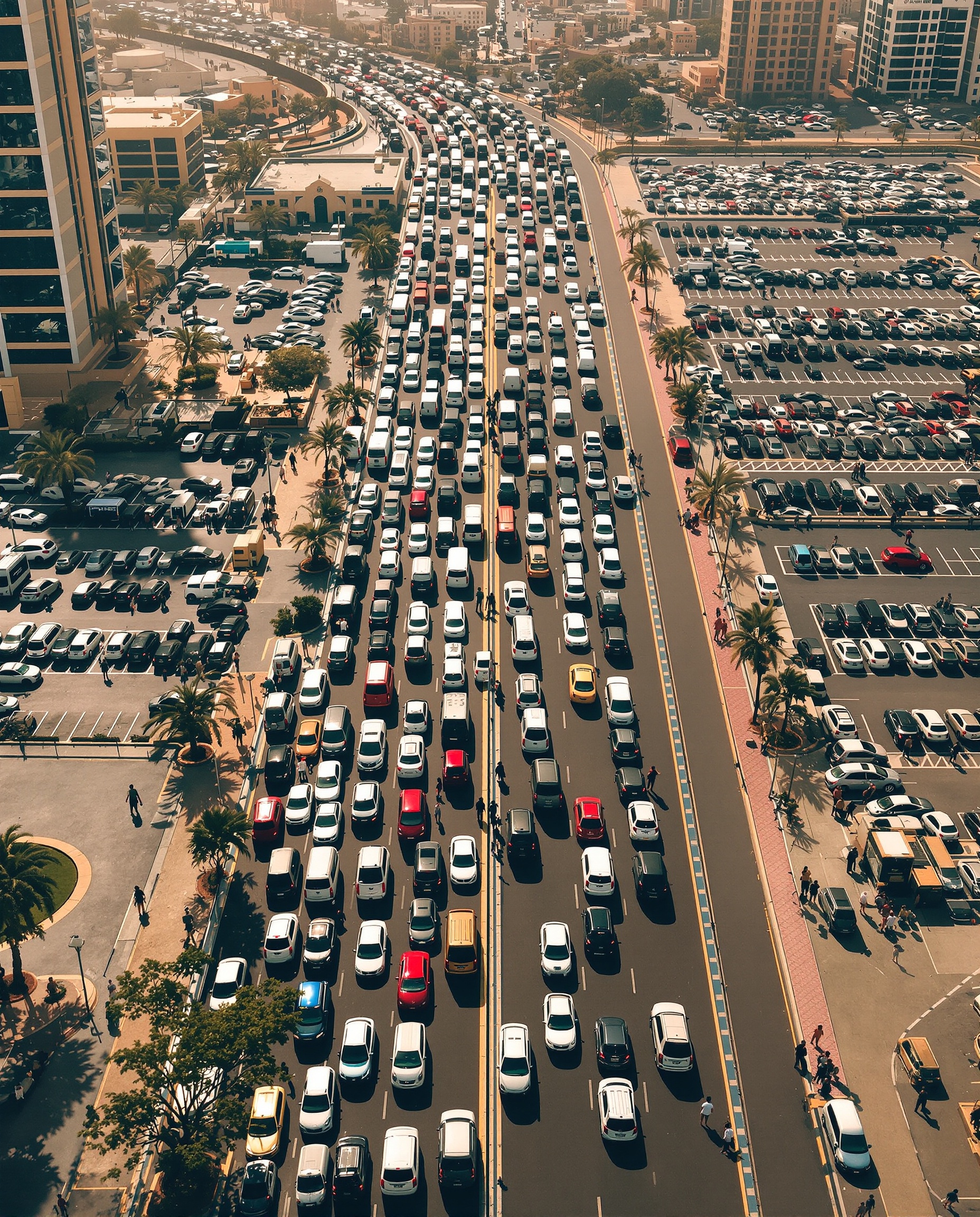 ازدحامات الطرق وصعوبة المواقف