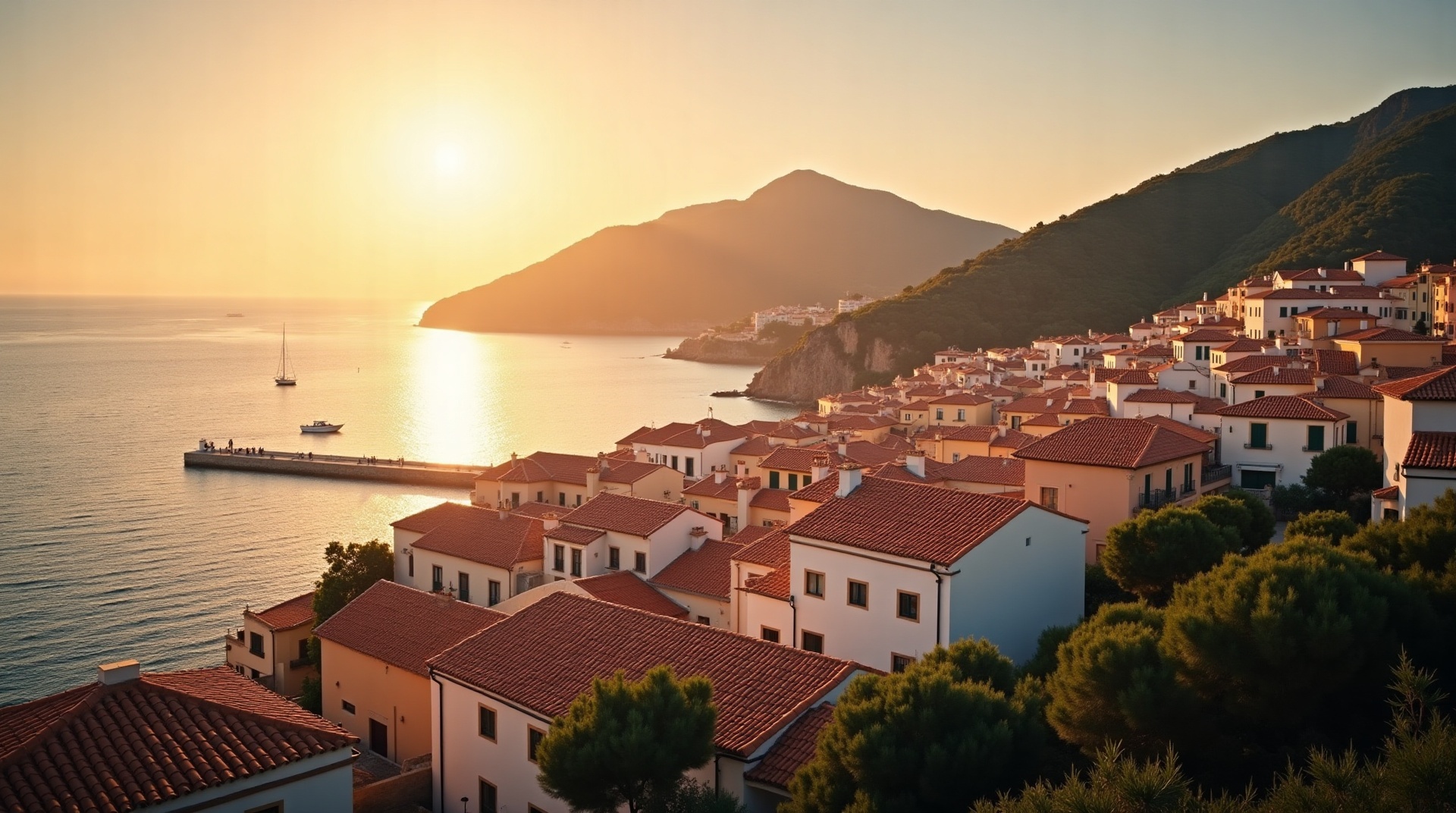 Mediterranean coastal view representing Spain and Portugal