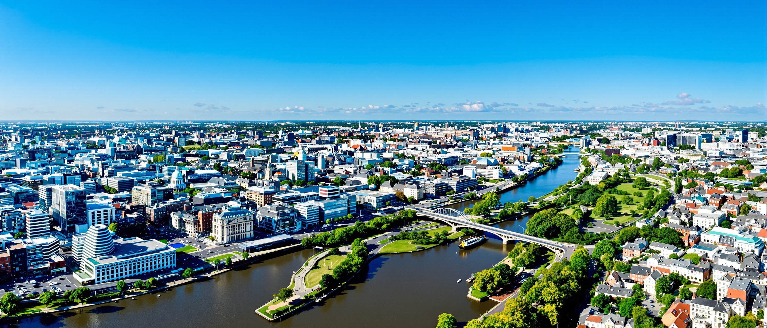Dublin Ireland cityscape aerial view