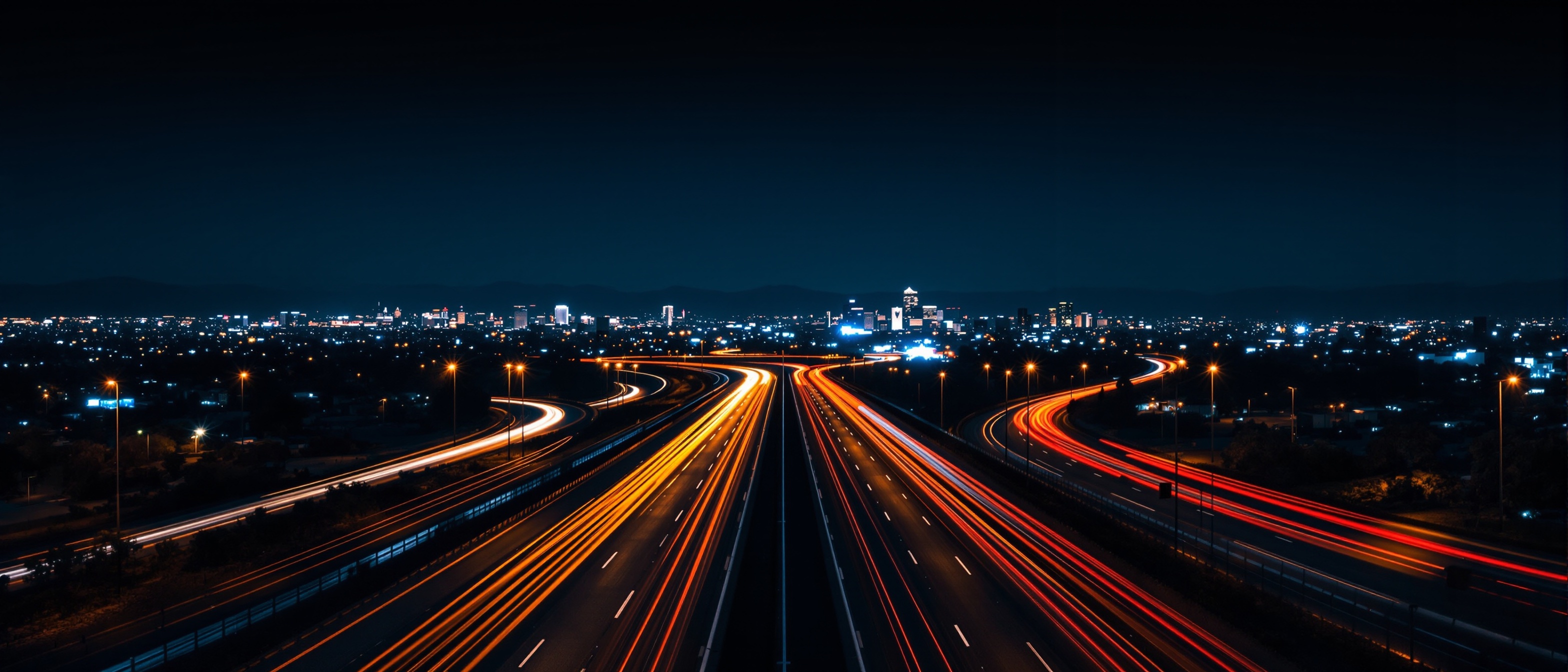 Los Angeles highway at night