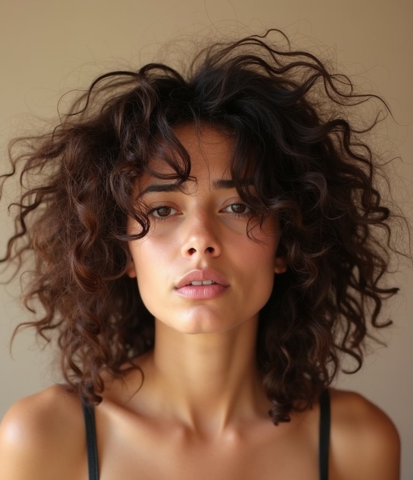 Antes - cabelo com frizz e difícil de modelar
