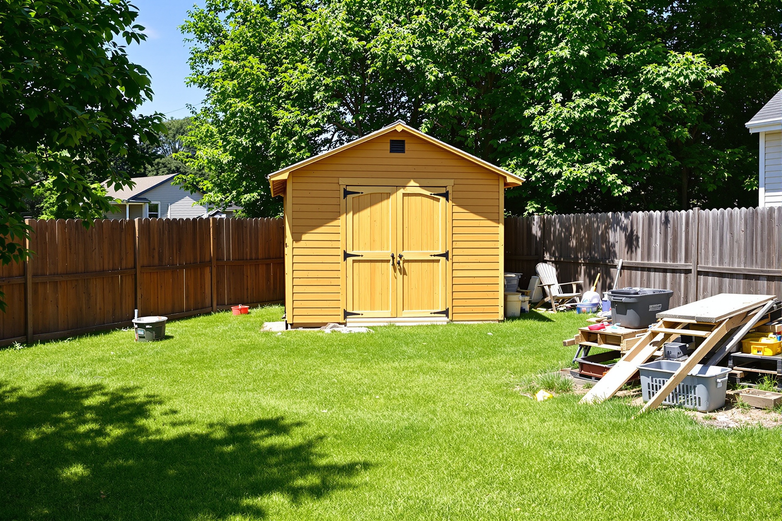 Cleared backyard after shed removal in Plymouth WI