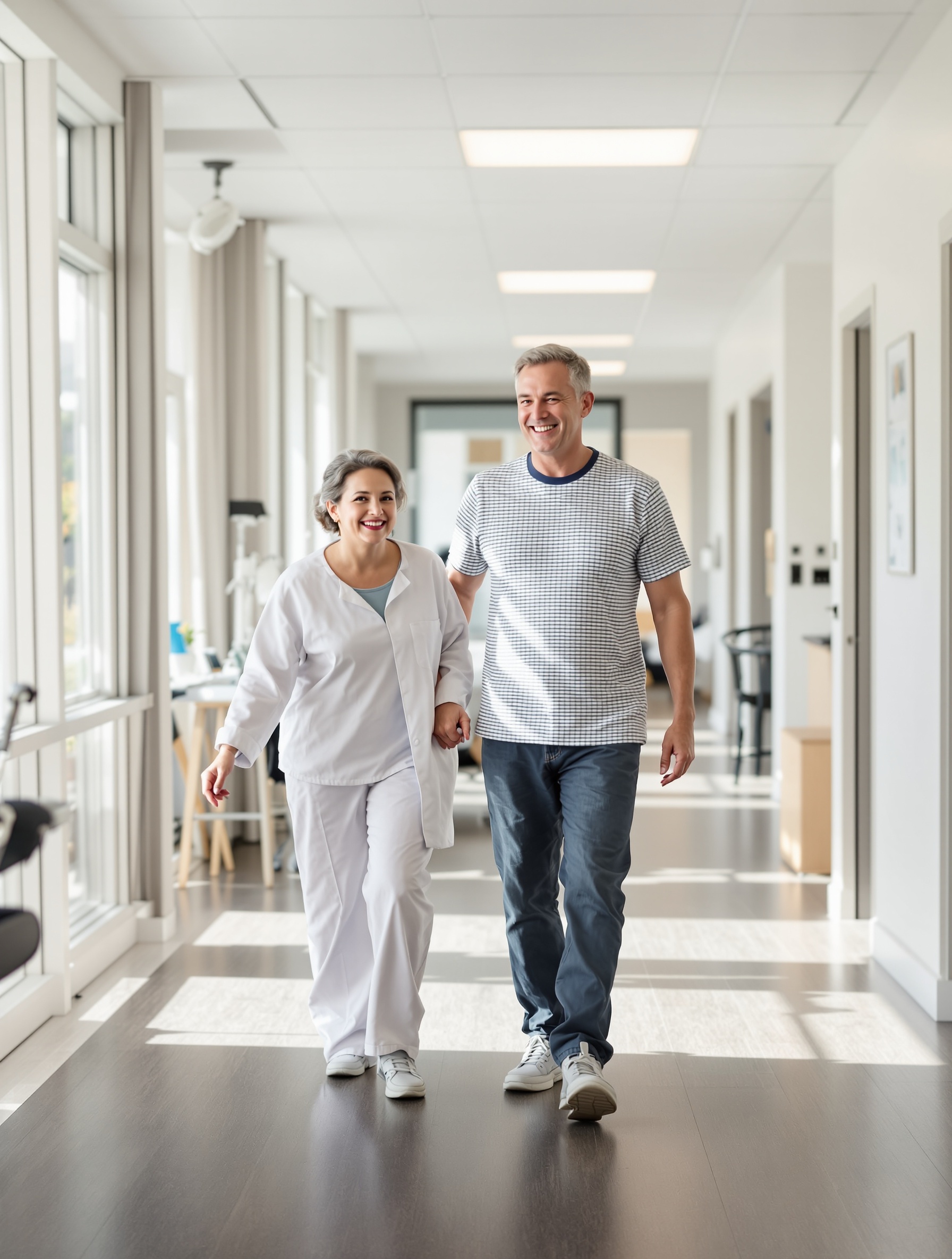 Paciente en recuperación acelerada post cirugía robótica de cadera MAKO - Movilización temprana y rehabilitación guiada