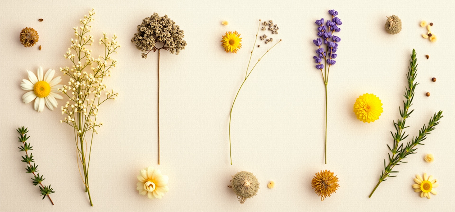 Botanical herbs flat lay