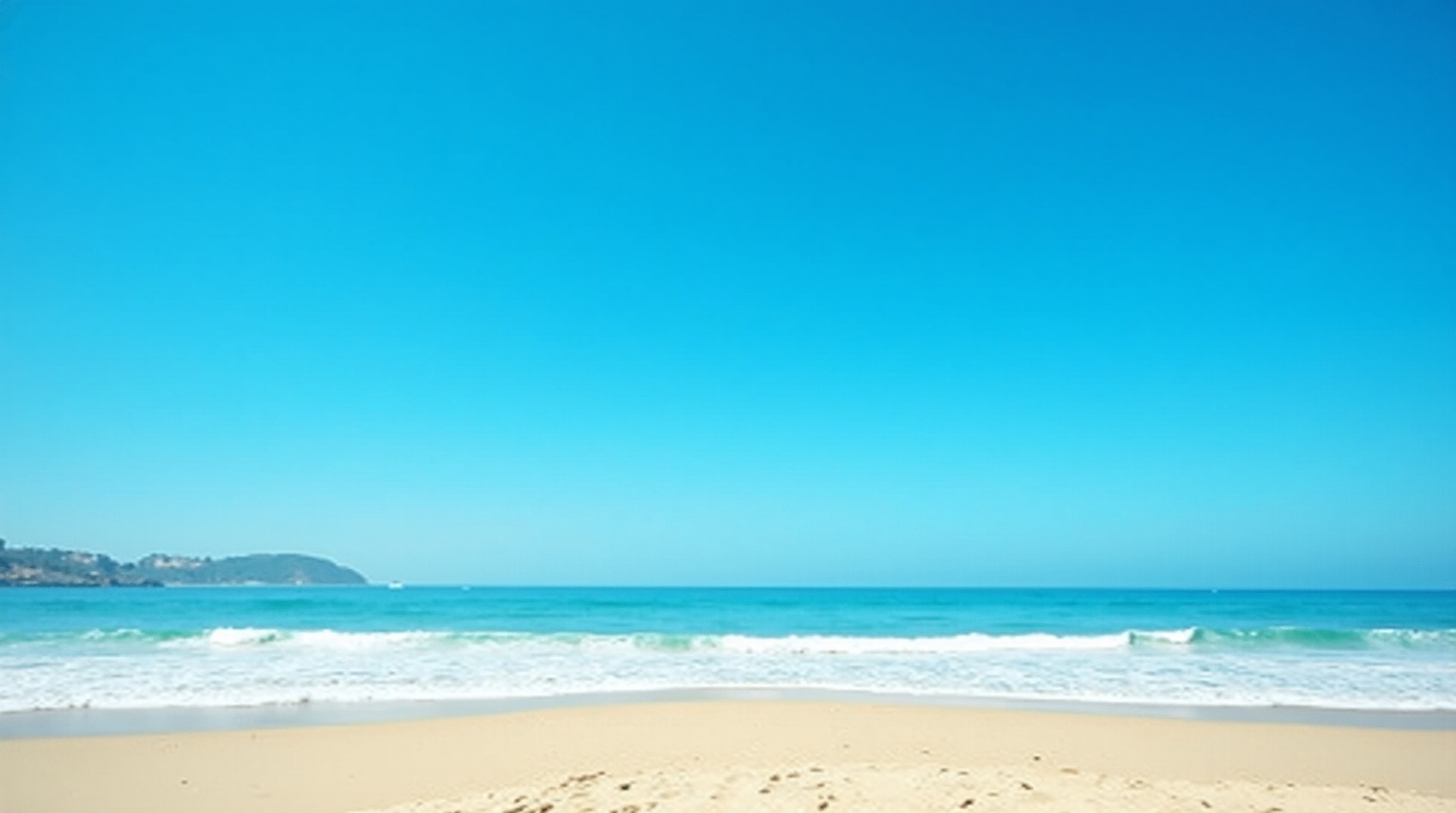 Southern California beach with bright clear blue summer sky