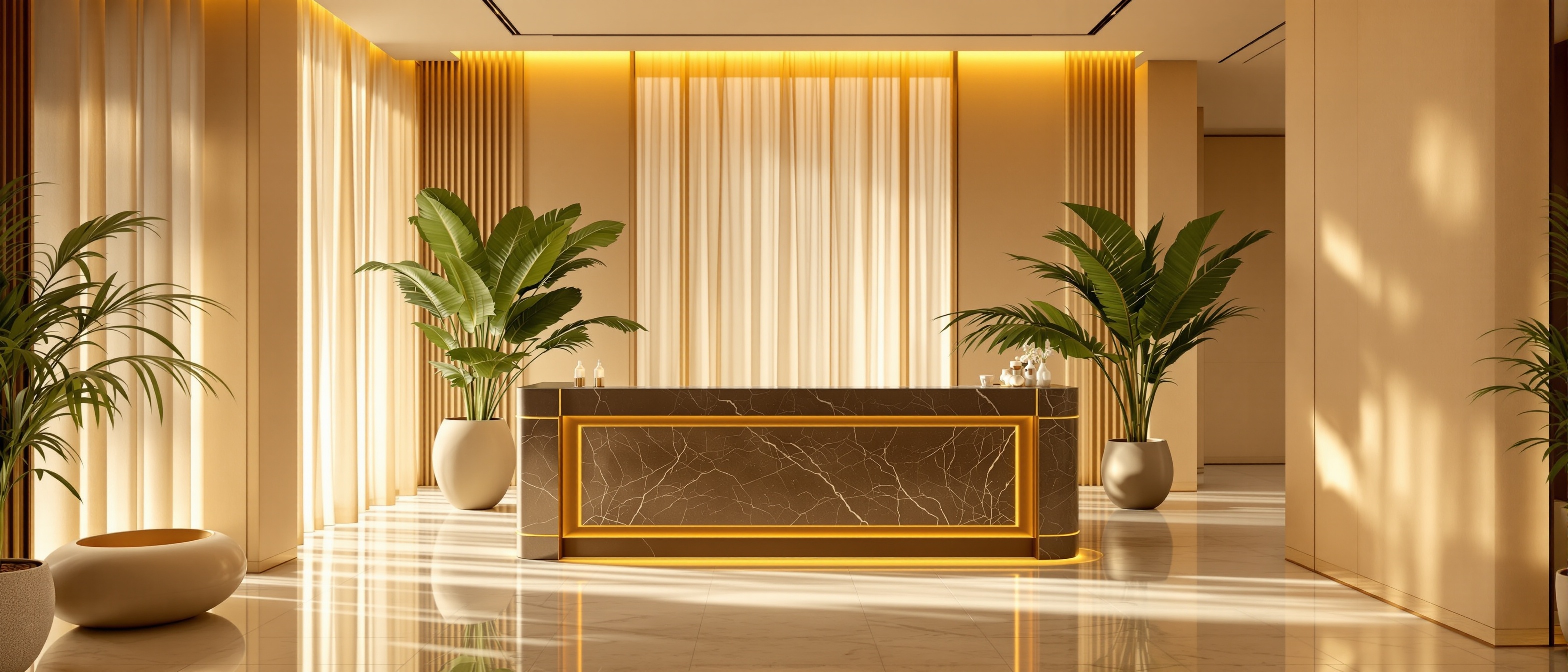 Luxury wellness spa reception