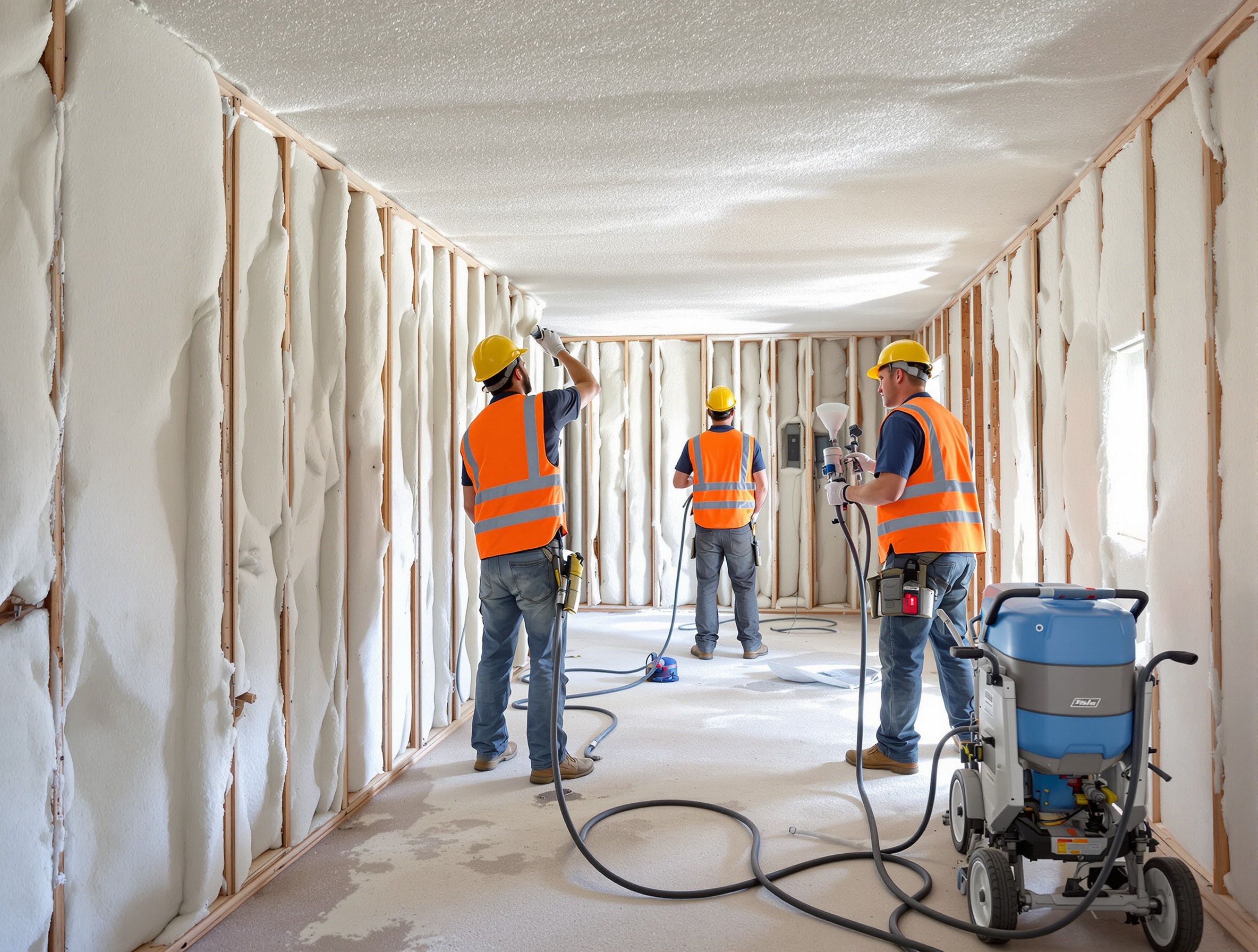 Expert spray foam insulation contractors team Yuma AZ - Professional installation crew with safety equipment working on residential project