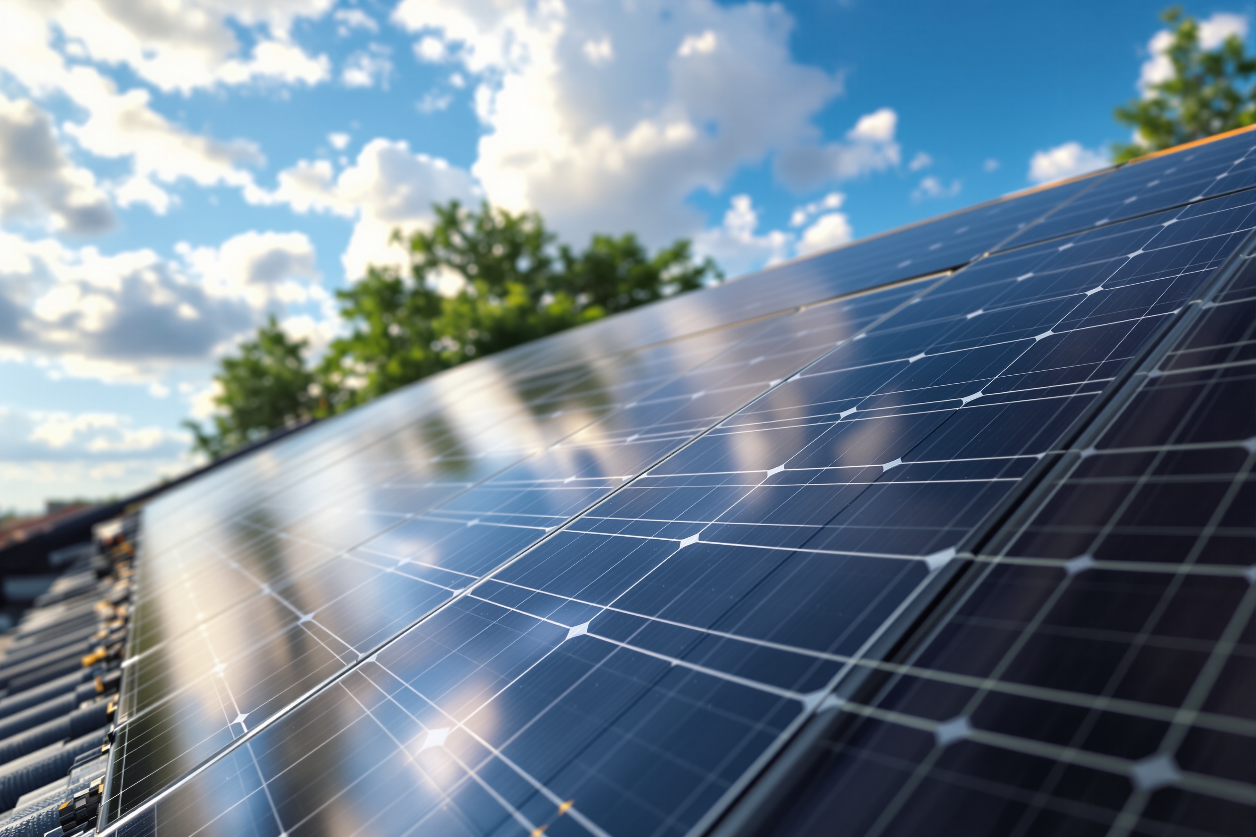 Premium monocrystalline solar panels close-up