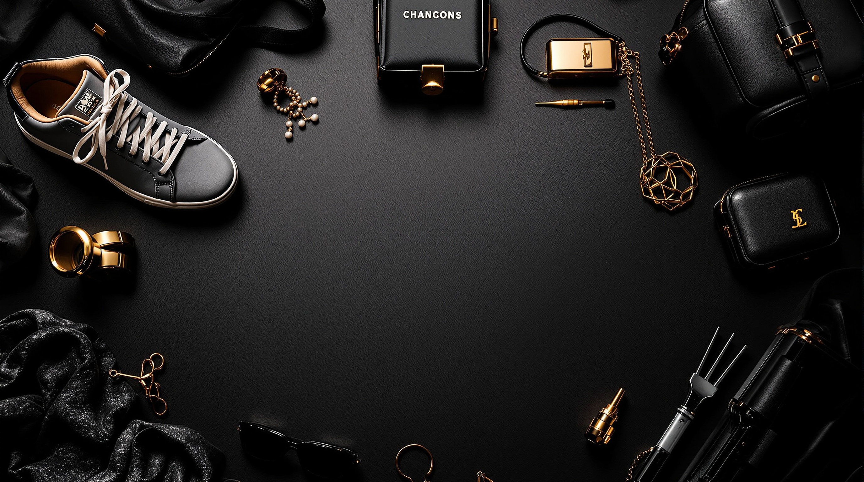 Premium streetwear products flat lay