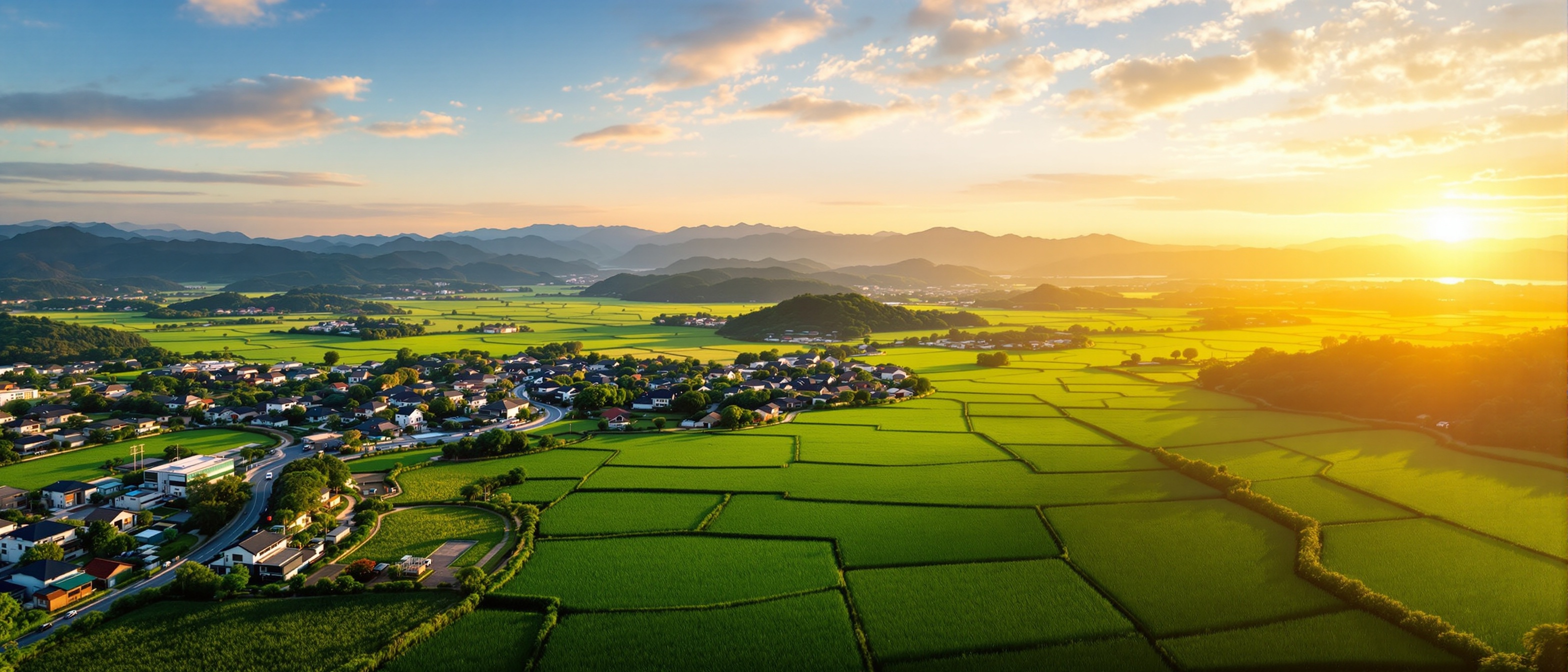 屏東麟洛鄉鳥瞰美景 稻田與現代住宅 翊德不動產