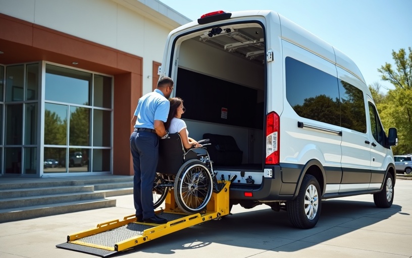 2019 Ford Transit Rear Wheelchair Lift with Patient