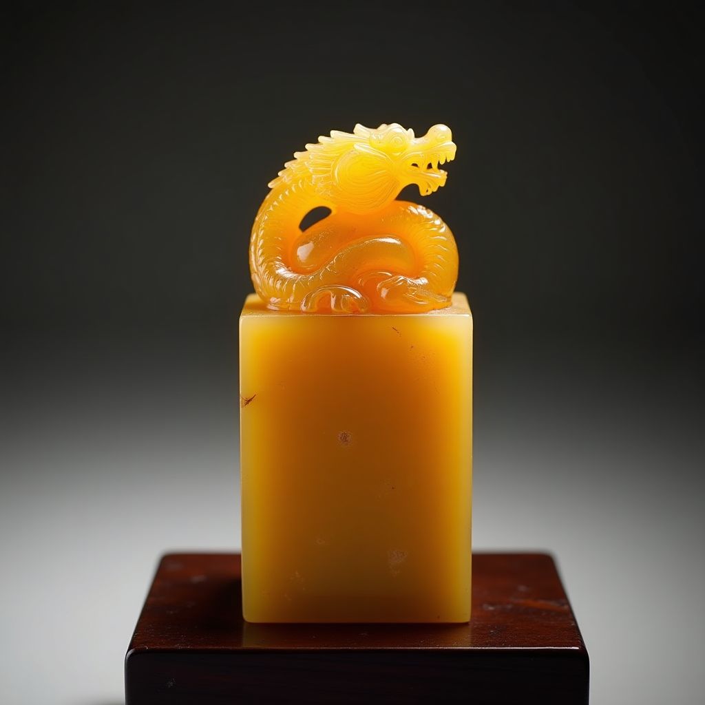 清代田黃石雕龍印章