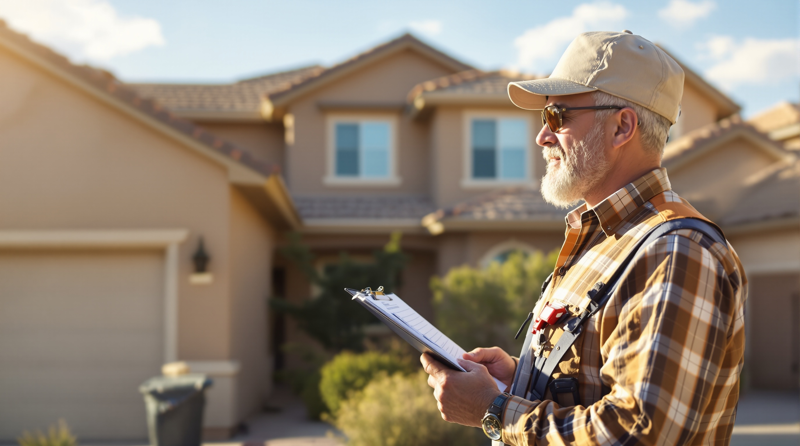 Under contract stage - home inspection during El Paso home selling timeline Home inspector examining El Paso property during option period inspection