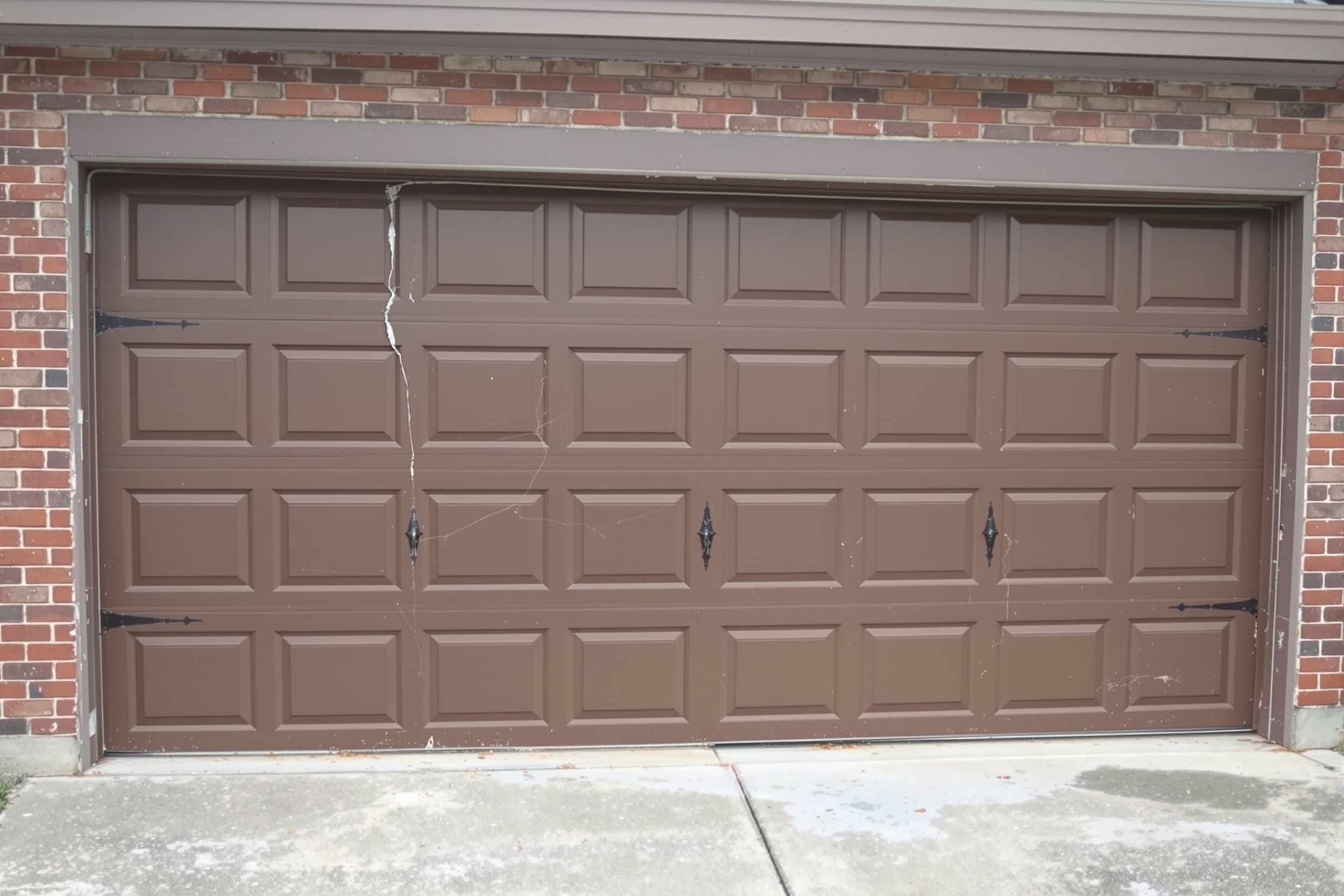 Before Rusted Panel Replacement – old garage door Houston