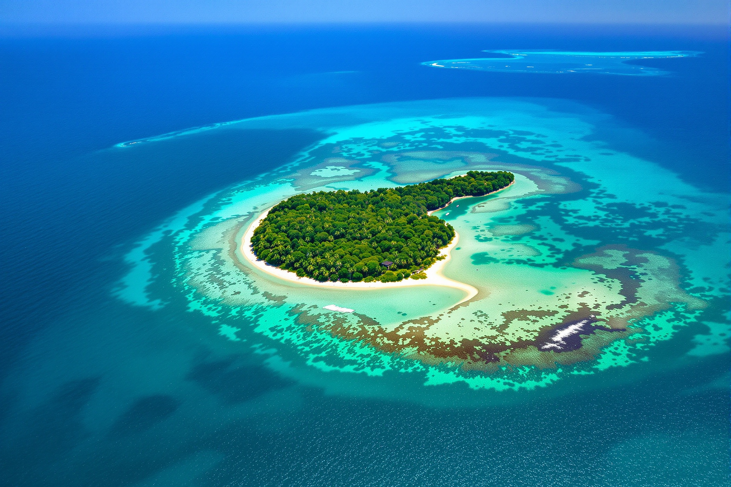 Dunk Island aerial view — eco tent accommodation on Queensland tropical island