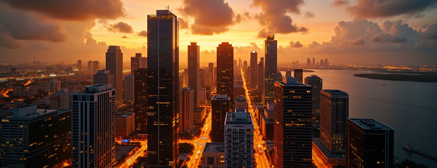 Miami and New York business skyline