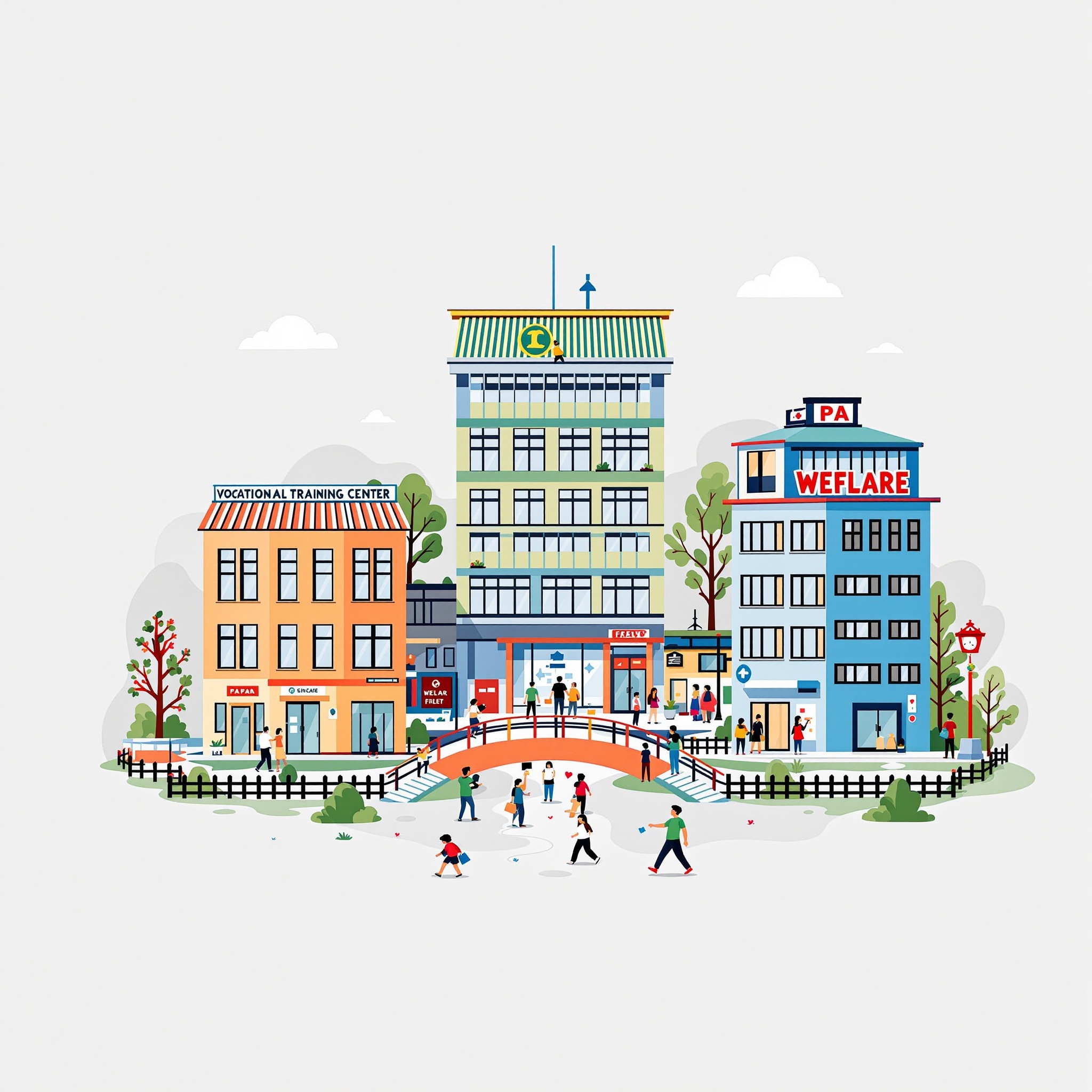 企業・福祉・訓練の繋がりイラスト