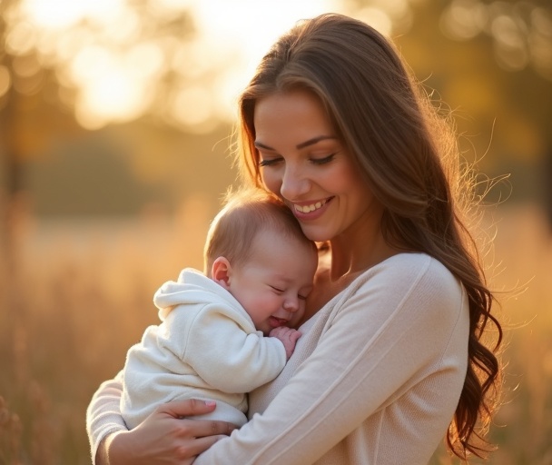 Happy mother and baby