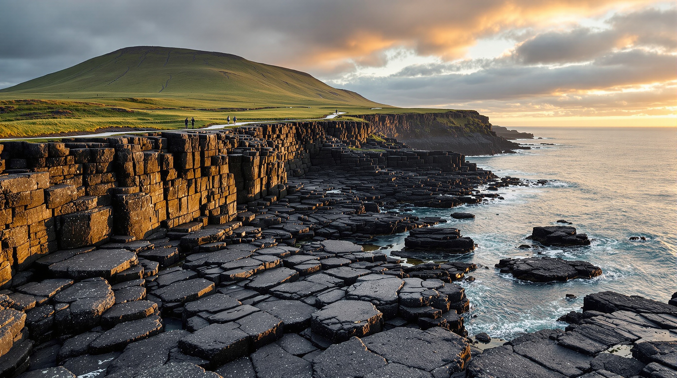 Royal Portrush on a Northern Ireland golf tour — dramatic Causeway Coast links at golden hour