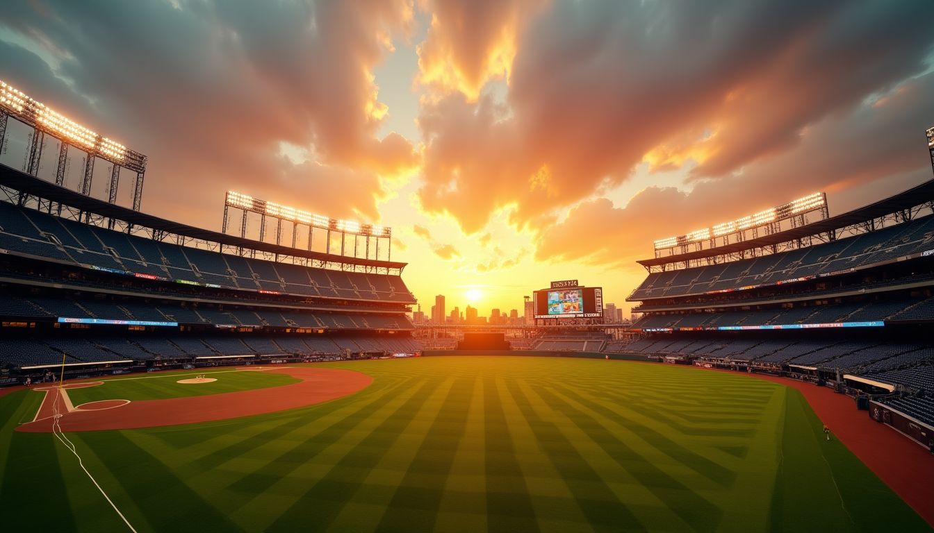 Major league baseball stadium field view