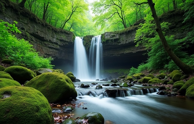 Glen Falls waterfall near Highlands North Carolina in the Blue Ridge Mountains