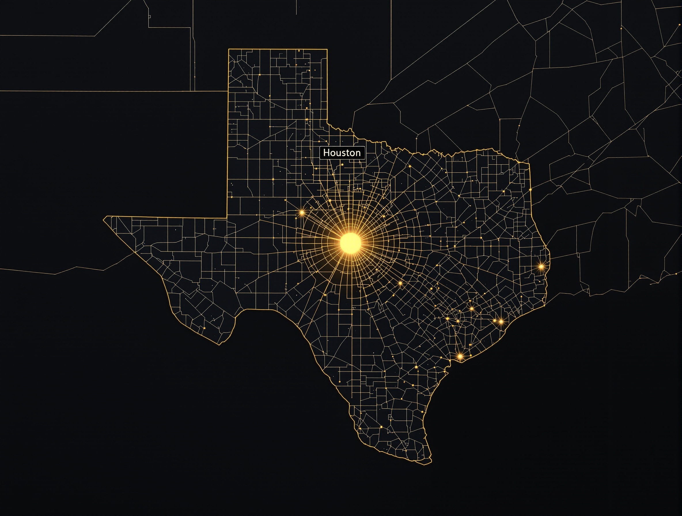 Epic Multifamily Construction service area map of Texas with Houston highlighted