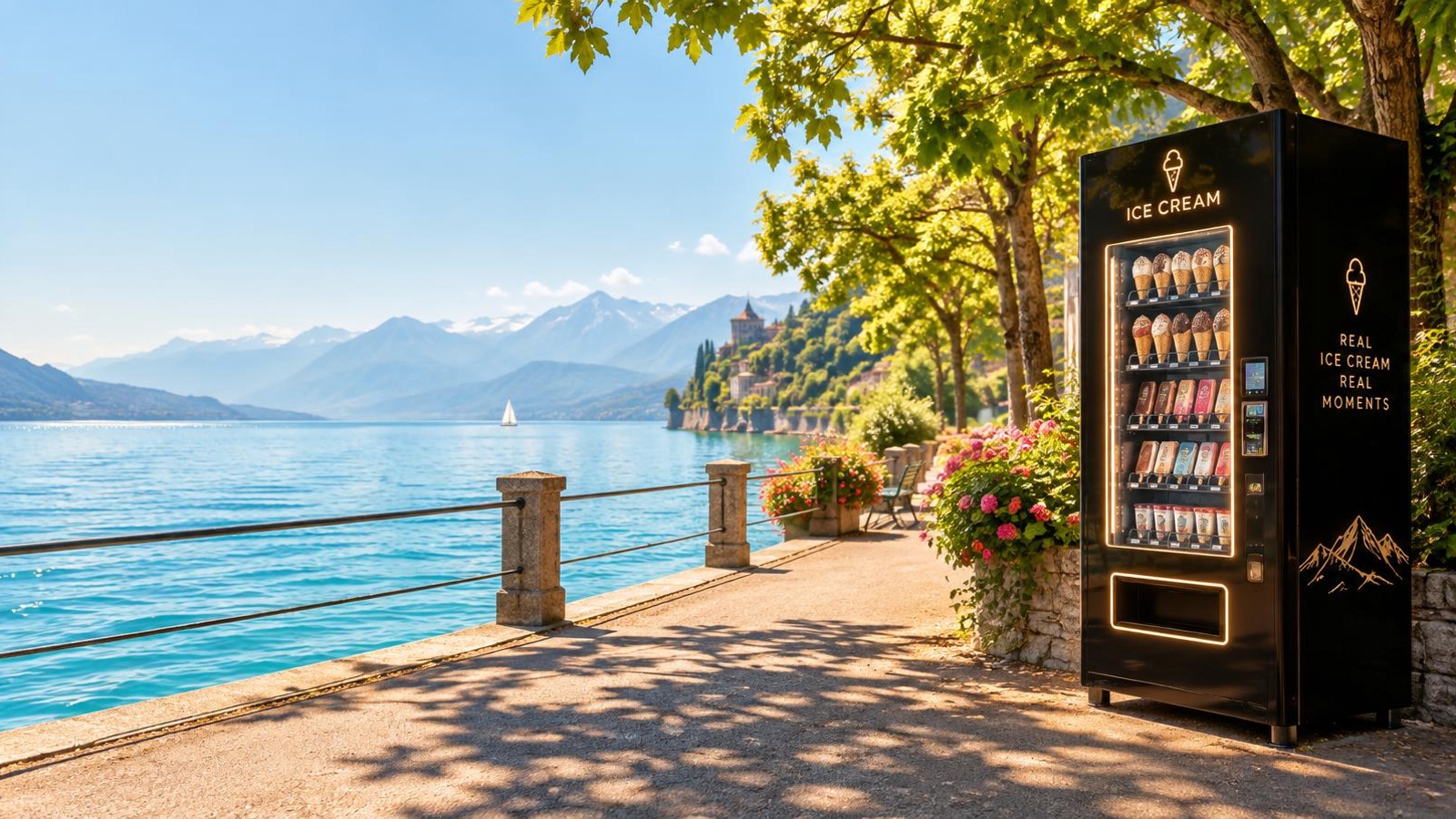 Glace-Automat am See im Sommer