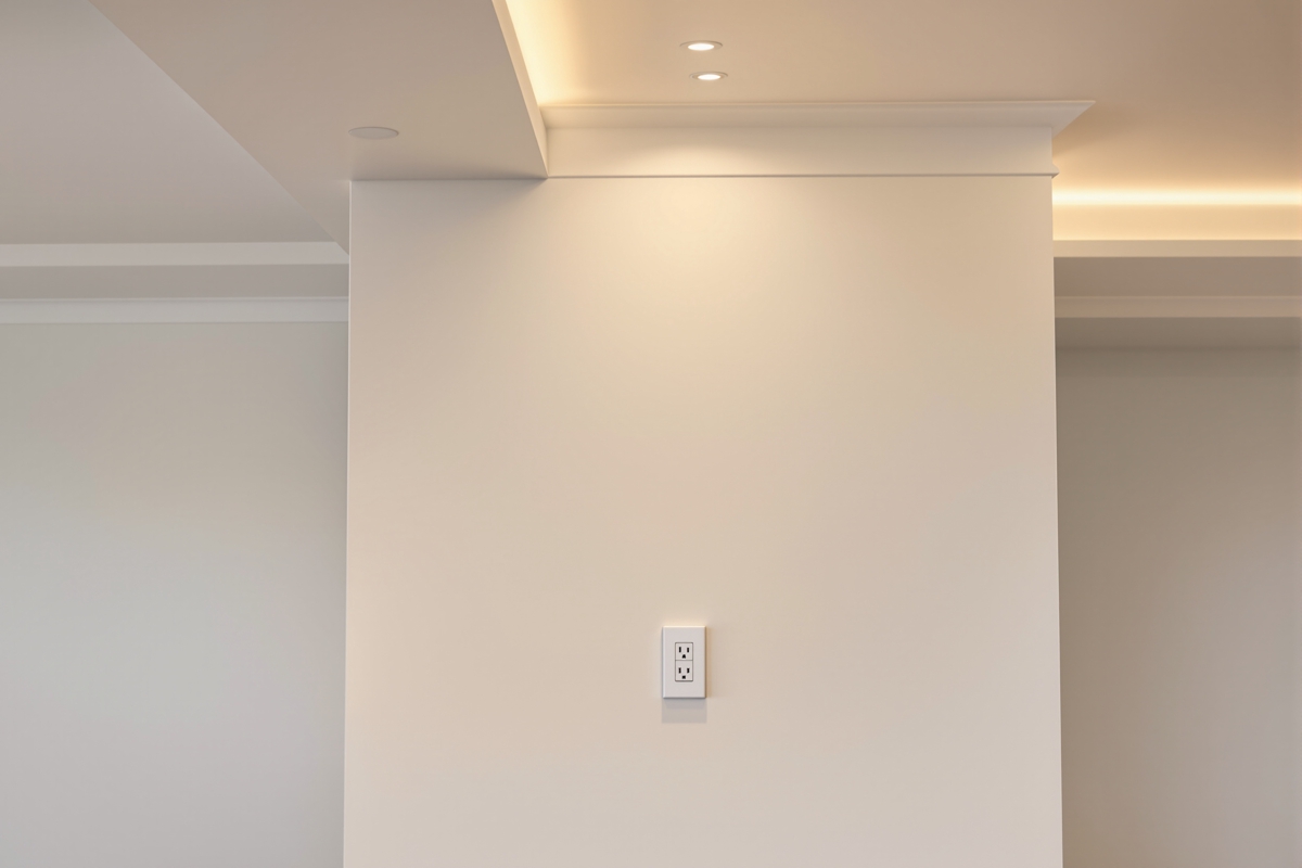 Recessed LED downlights and a power point in a Queensland home