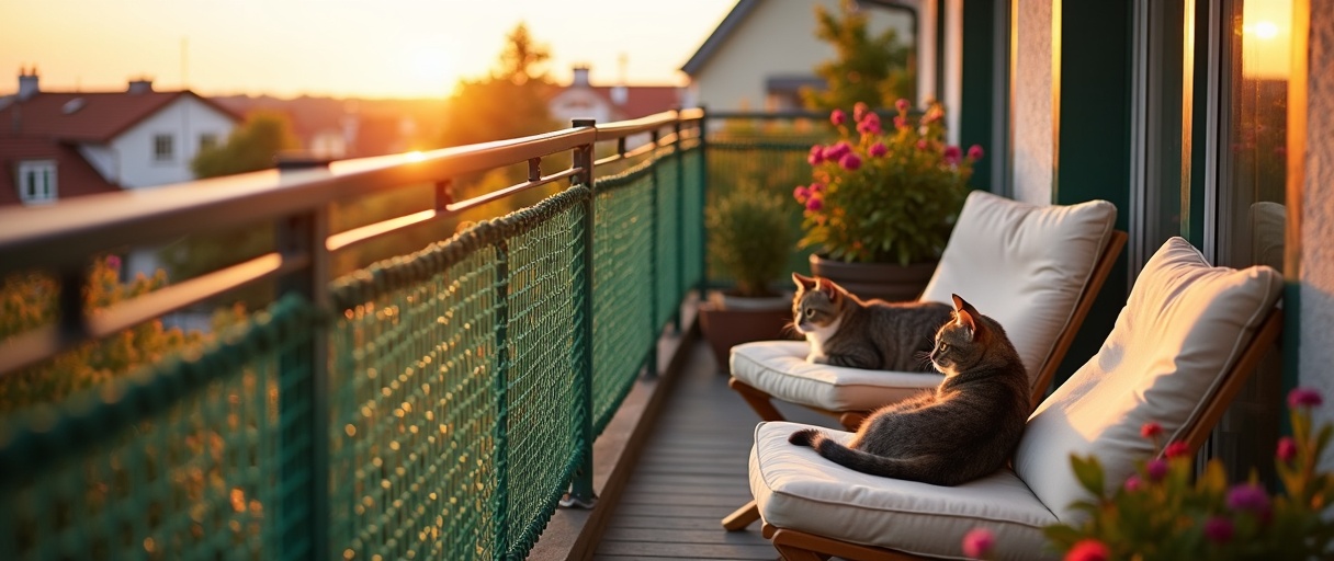Happy cats on balcony