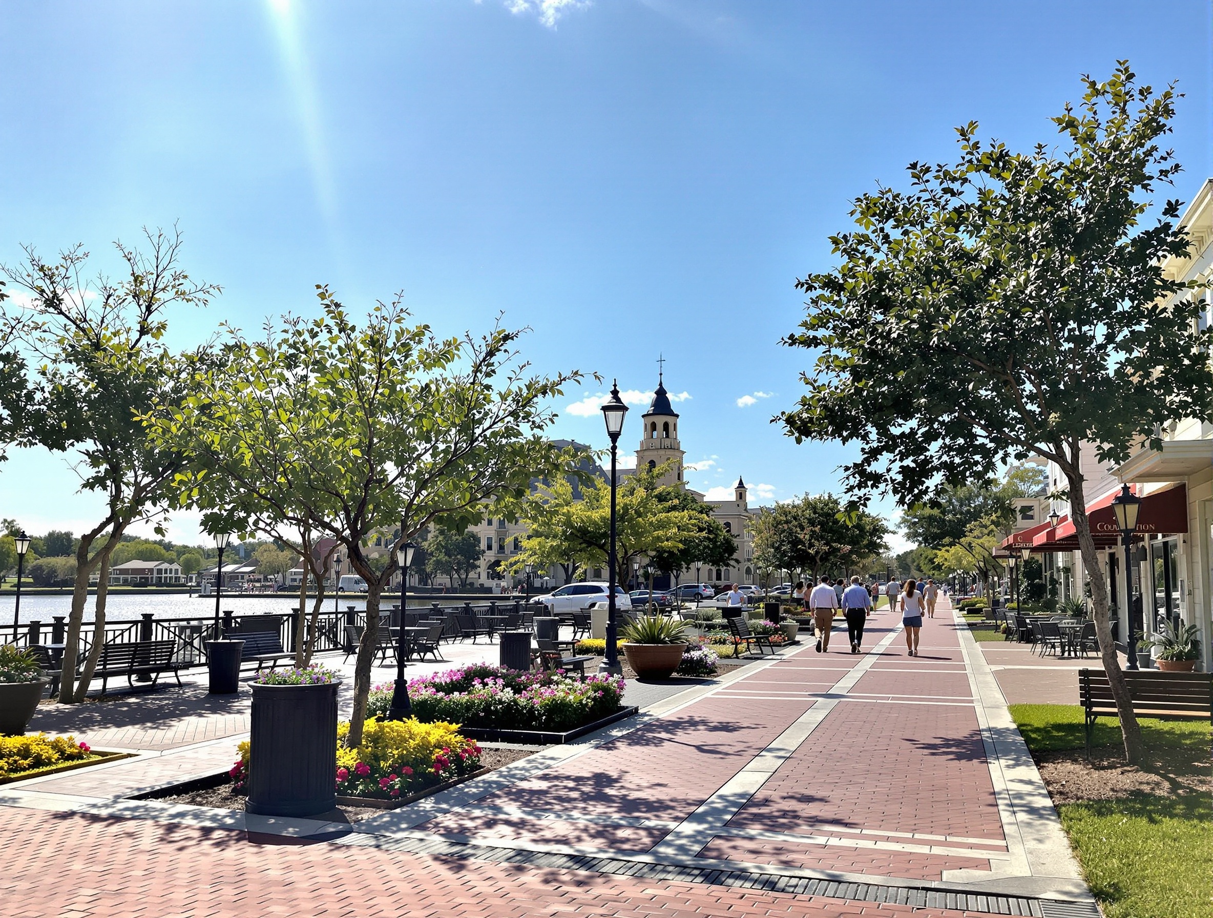 Celebration Florida — lago, calçadão e ruas arborizadas