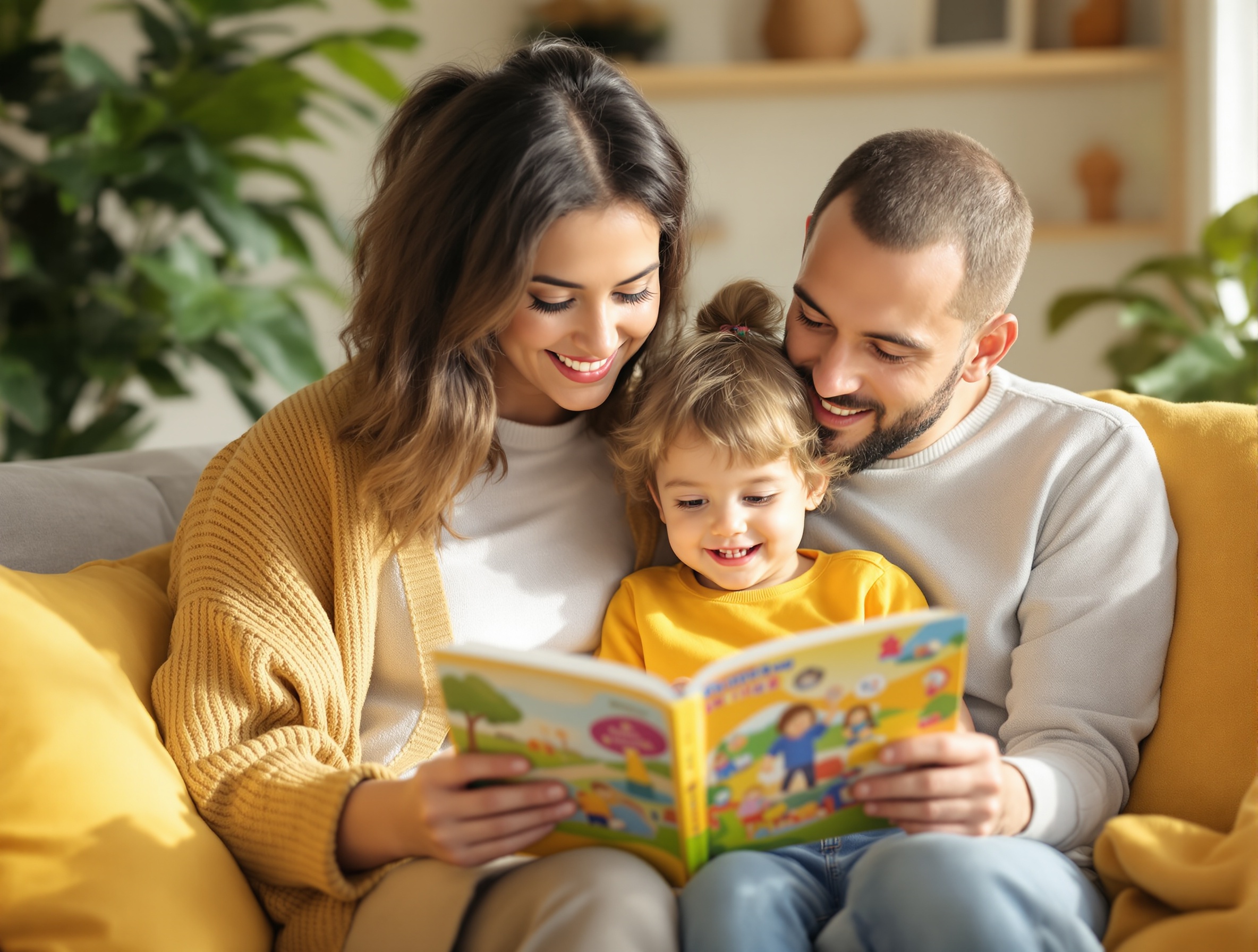 Family reading The Squirrel's Finnegan