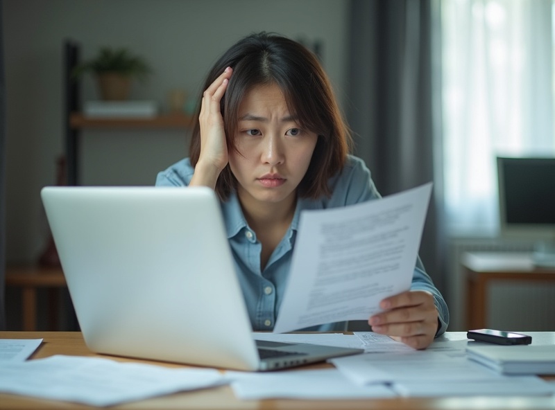 悩んでいる様子