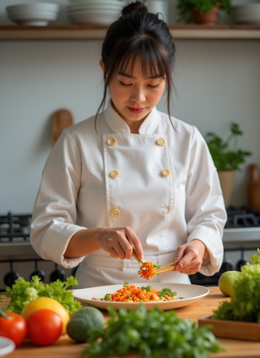 プロのシェフが料理を準備