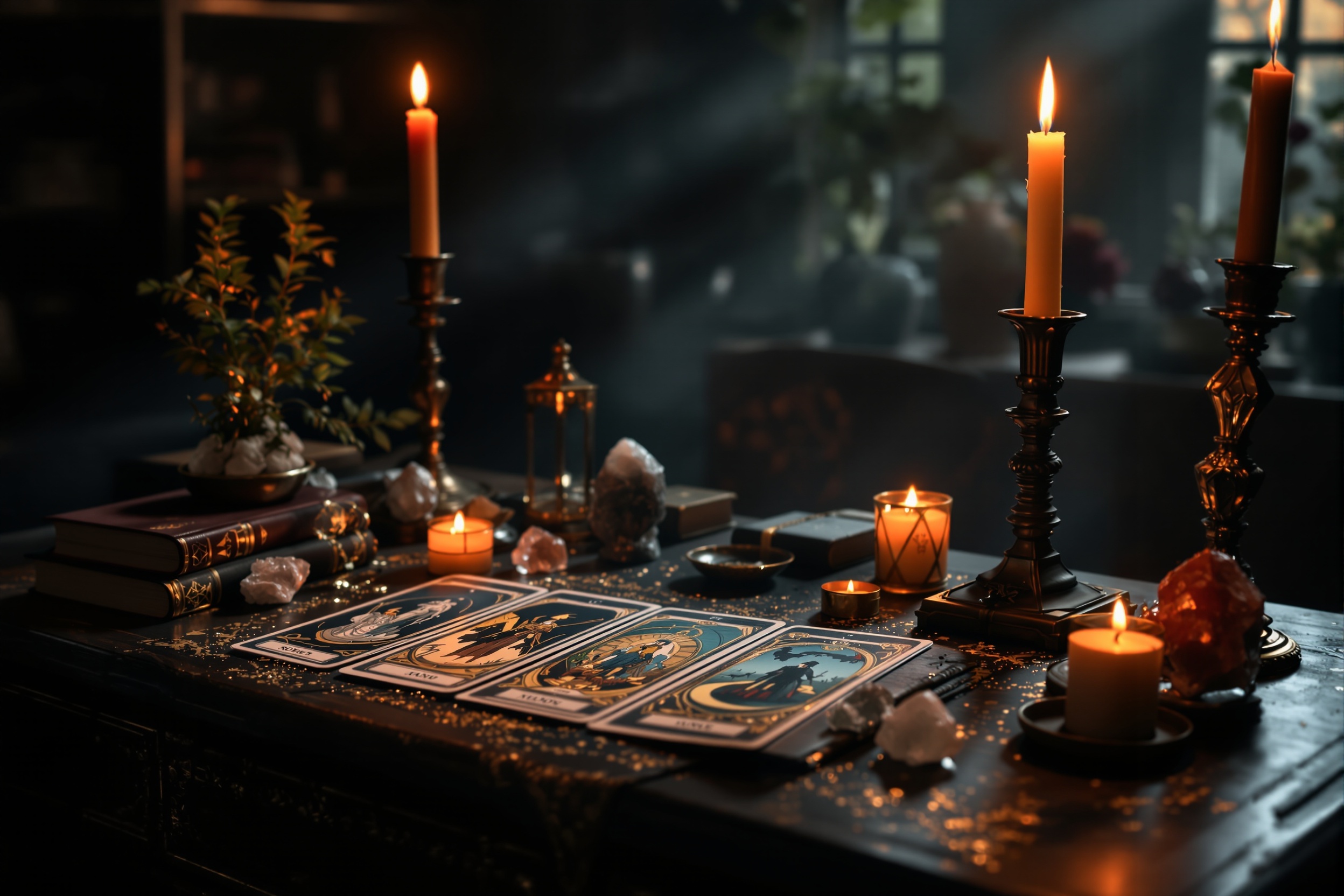 Profissional de tarot em atendimento