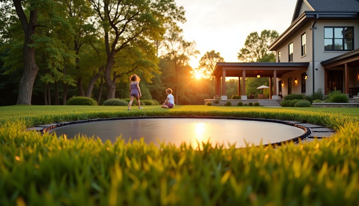 Inground trampoline installation in Brentwood TN backyard