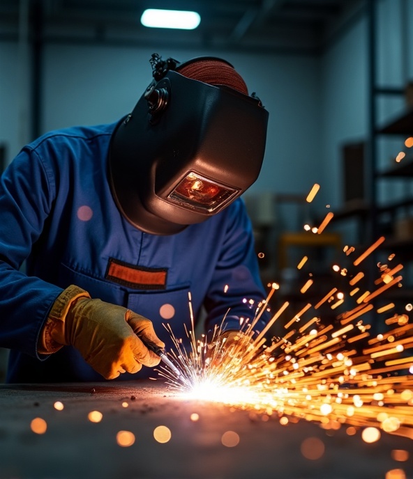 Professional welder at work
