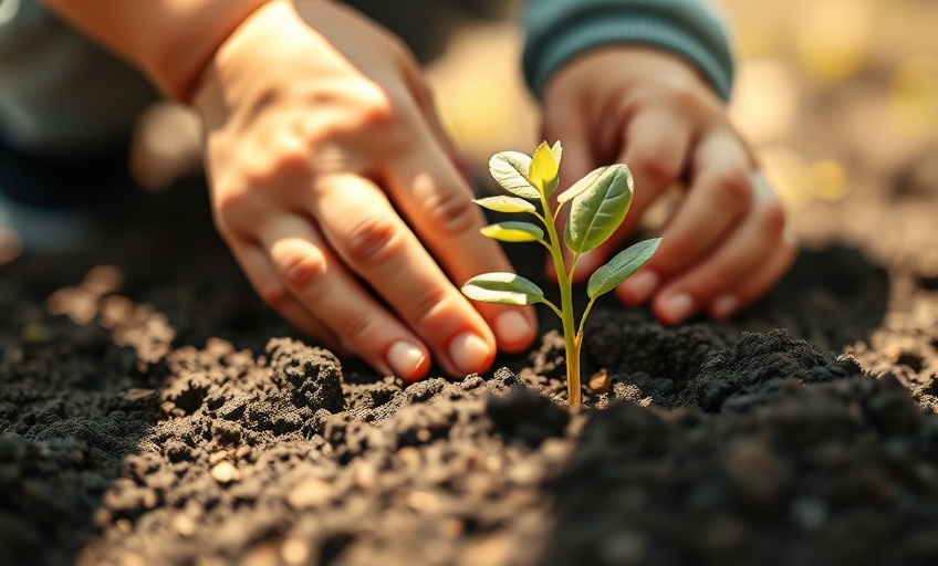 Child planting a seedling