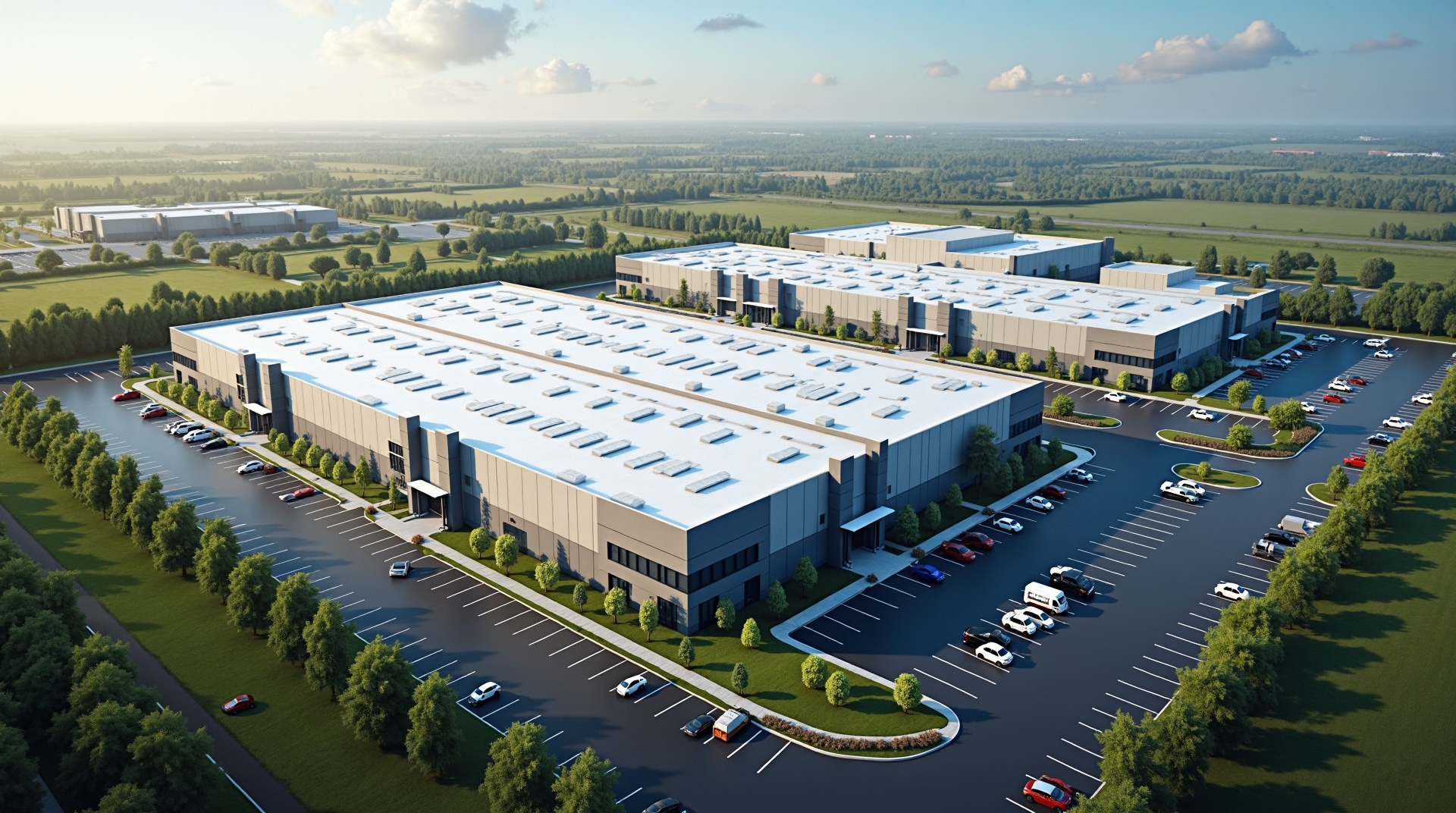 Commercial business district aerial view