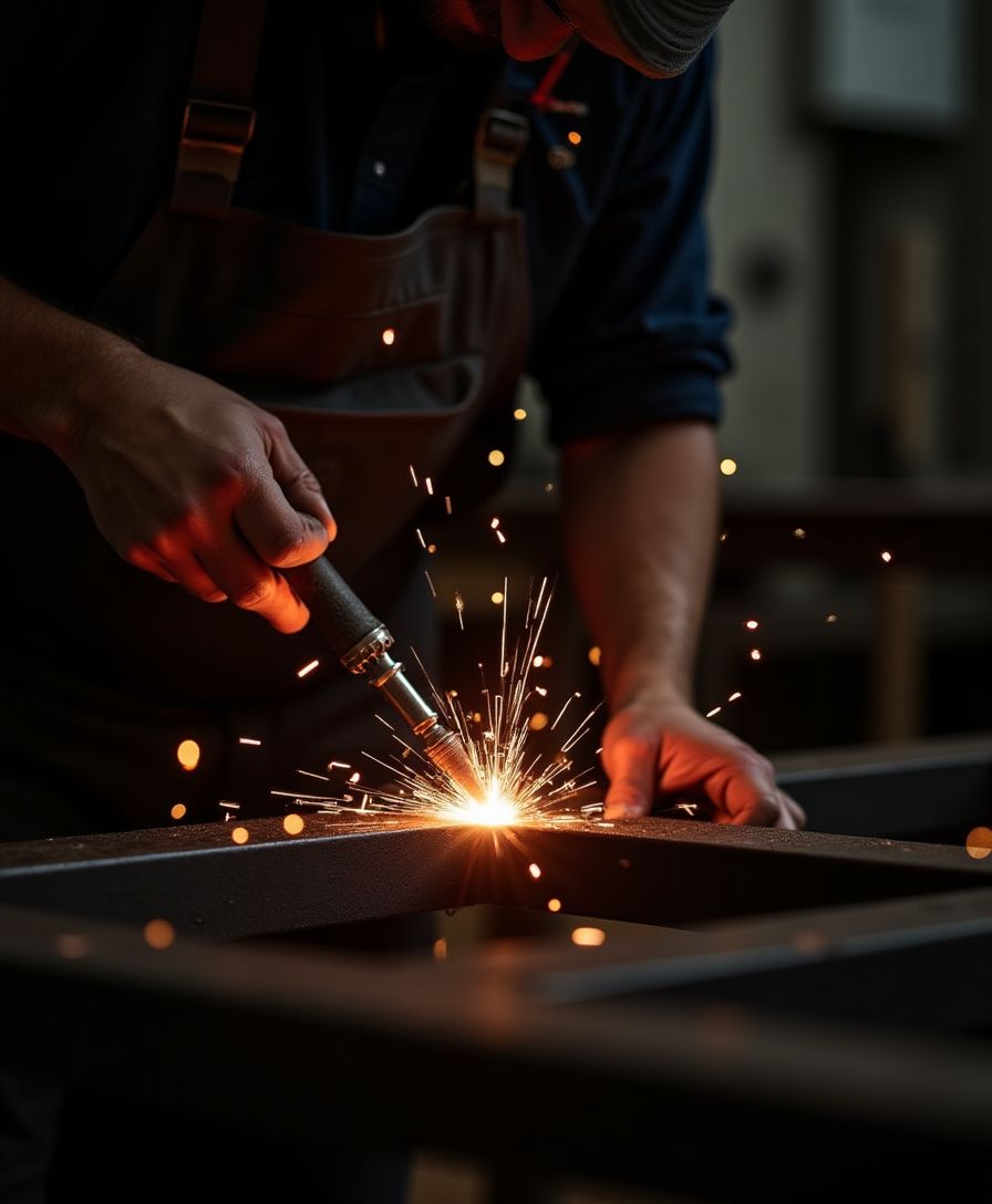 IRONWOOD Mobilya atölyesinde demir kaynak işlemi