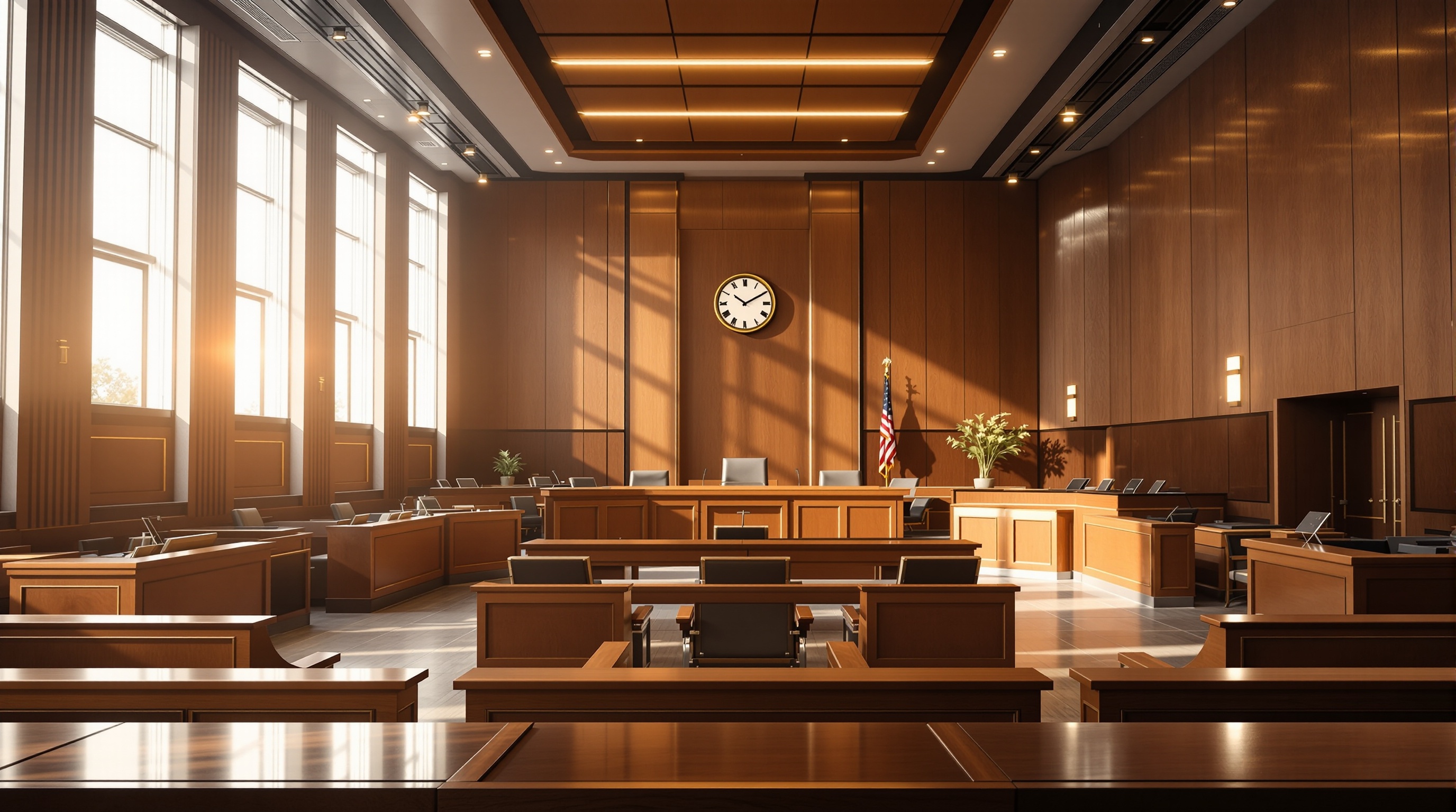 Modern courtroom setting