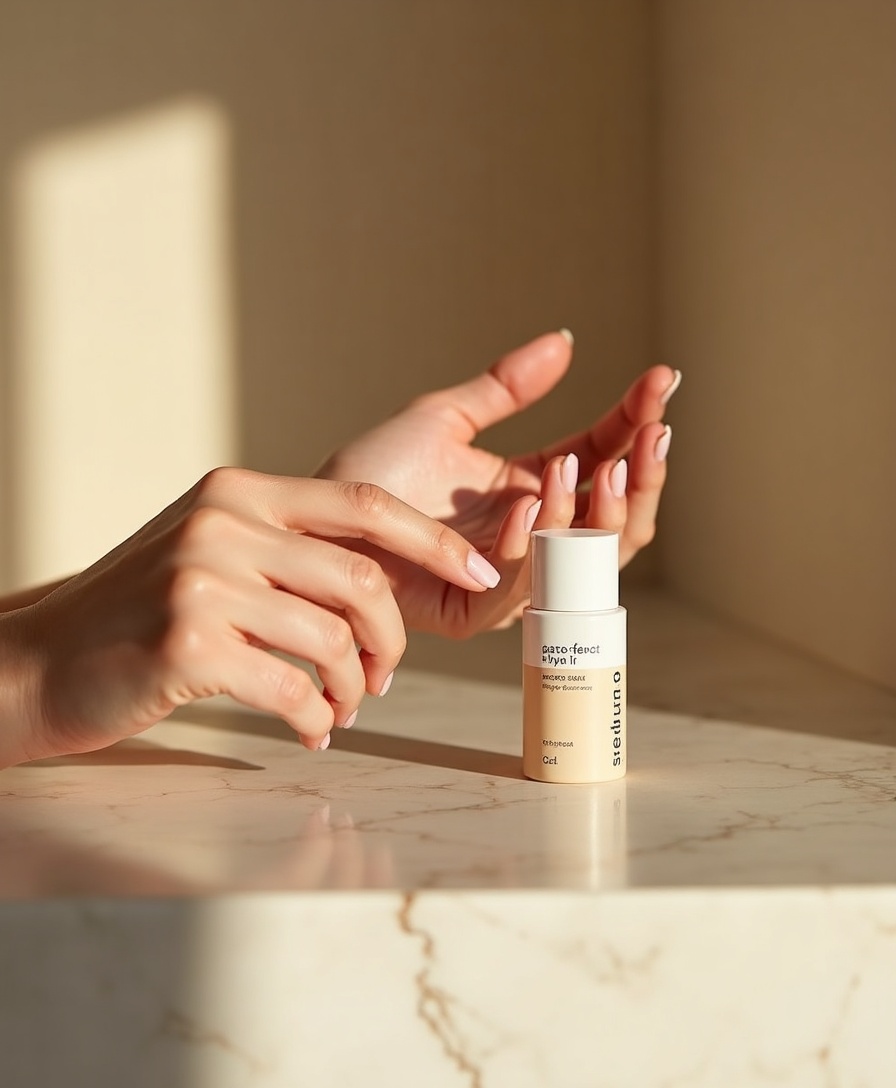 Woman applying Loueline skincare