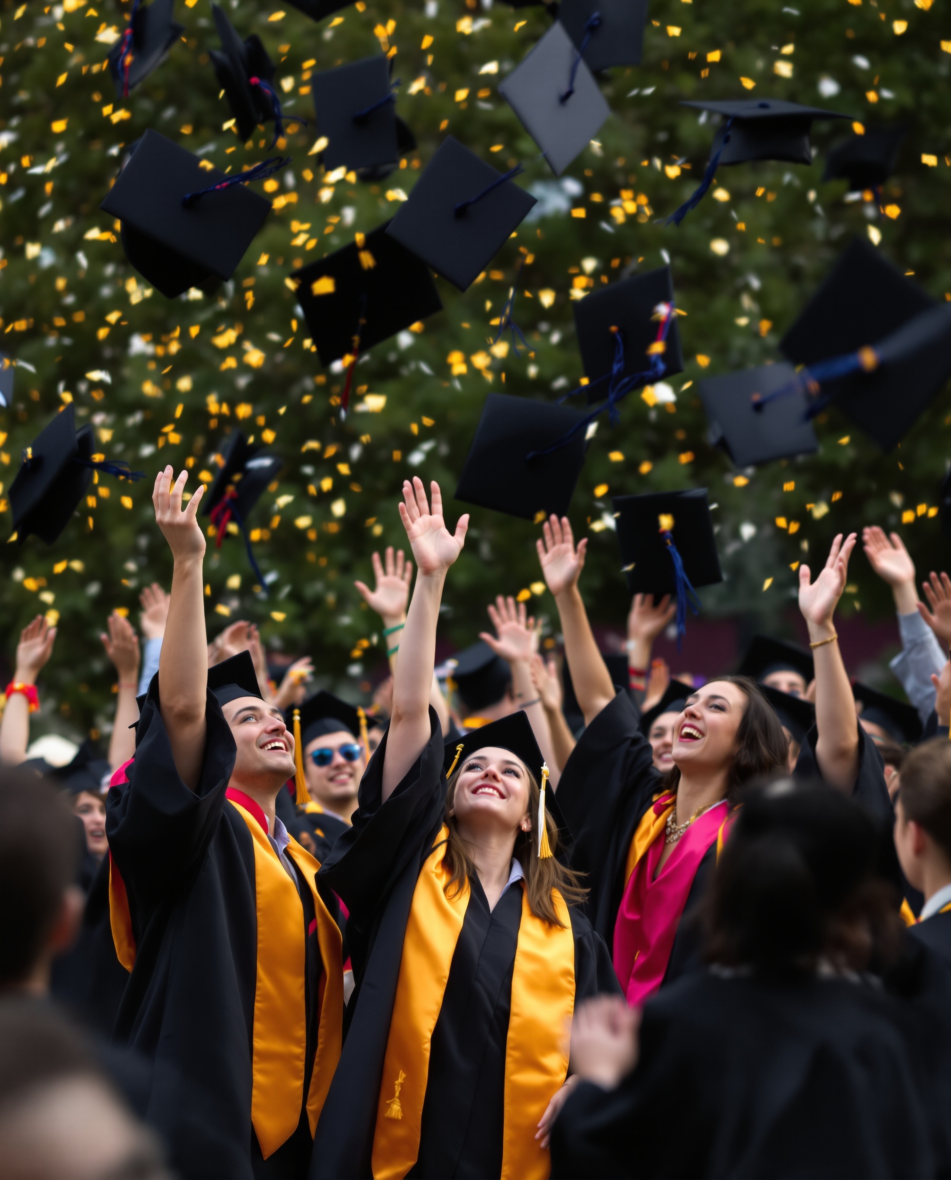 Formandos jogando capelos
