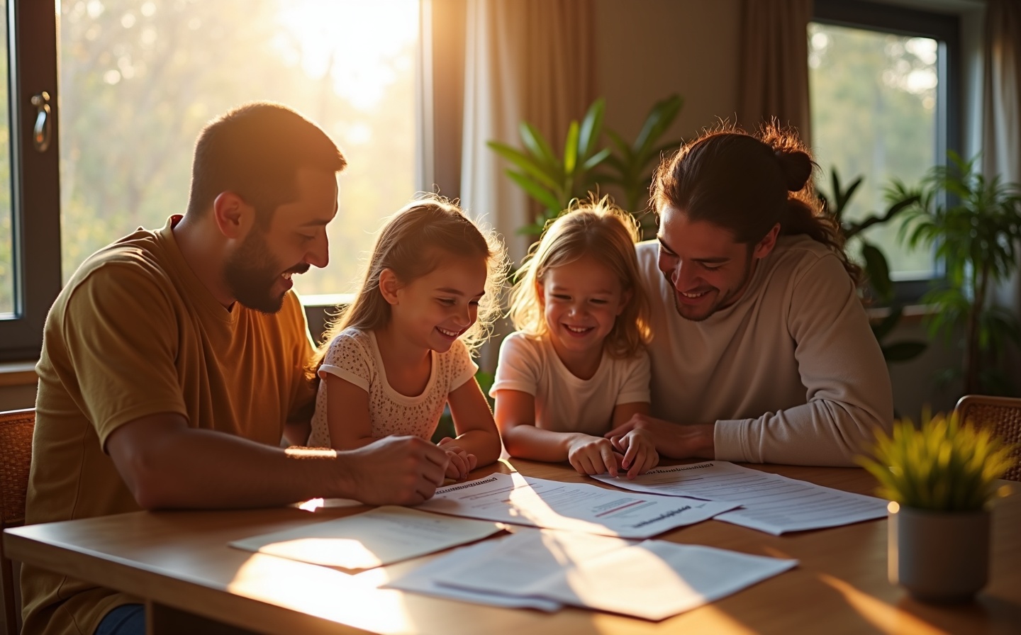 Familia organizando sus finanzas