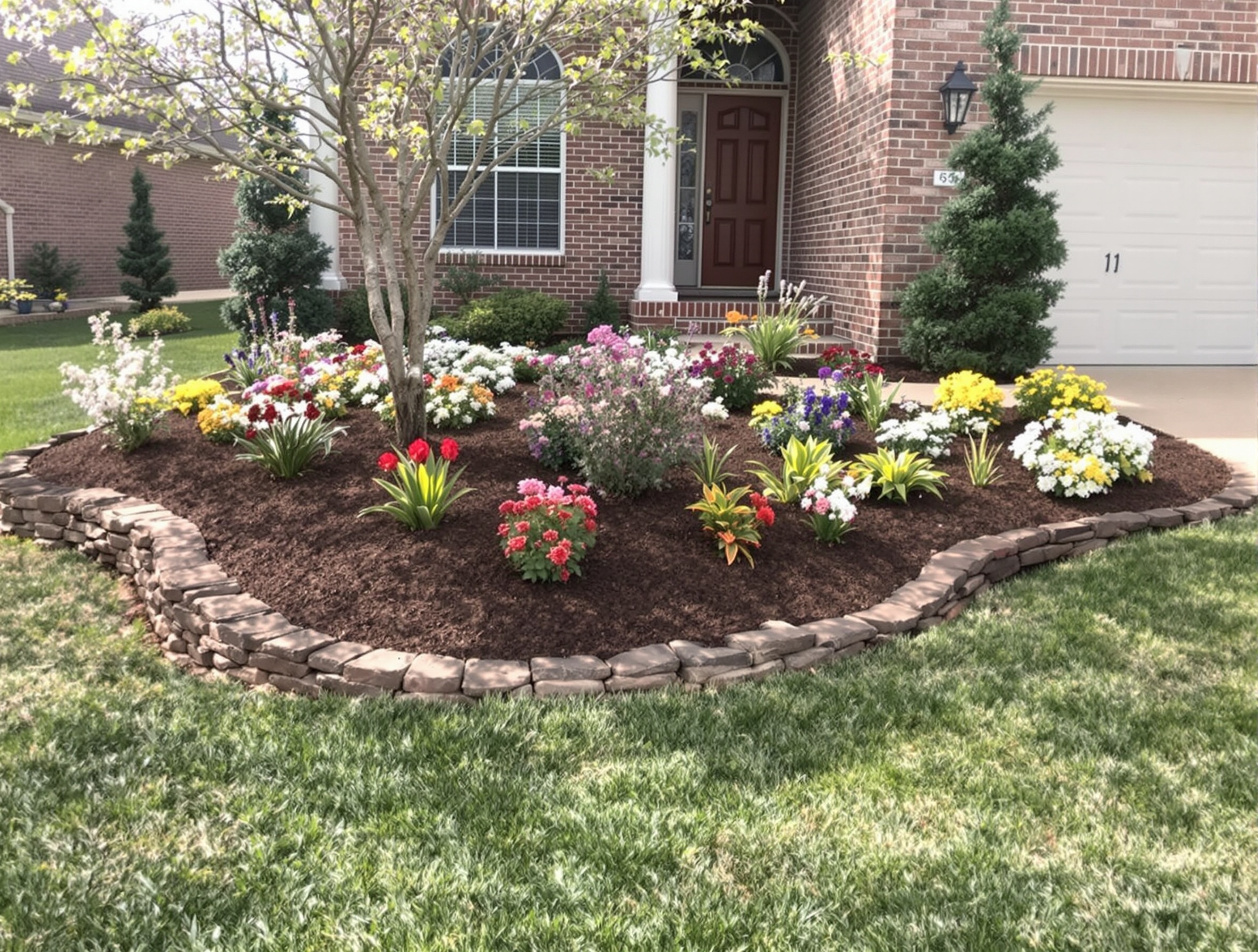 Premium Mulch & Flower Bed Install - Owasso, OK Premium Mulch & Flower Bed Install - Premium Residential in Owasso, OK - P3's Landscaping