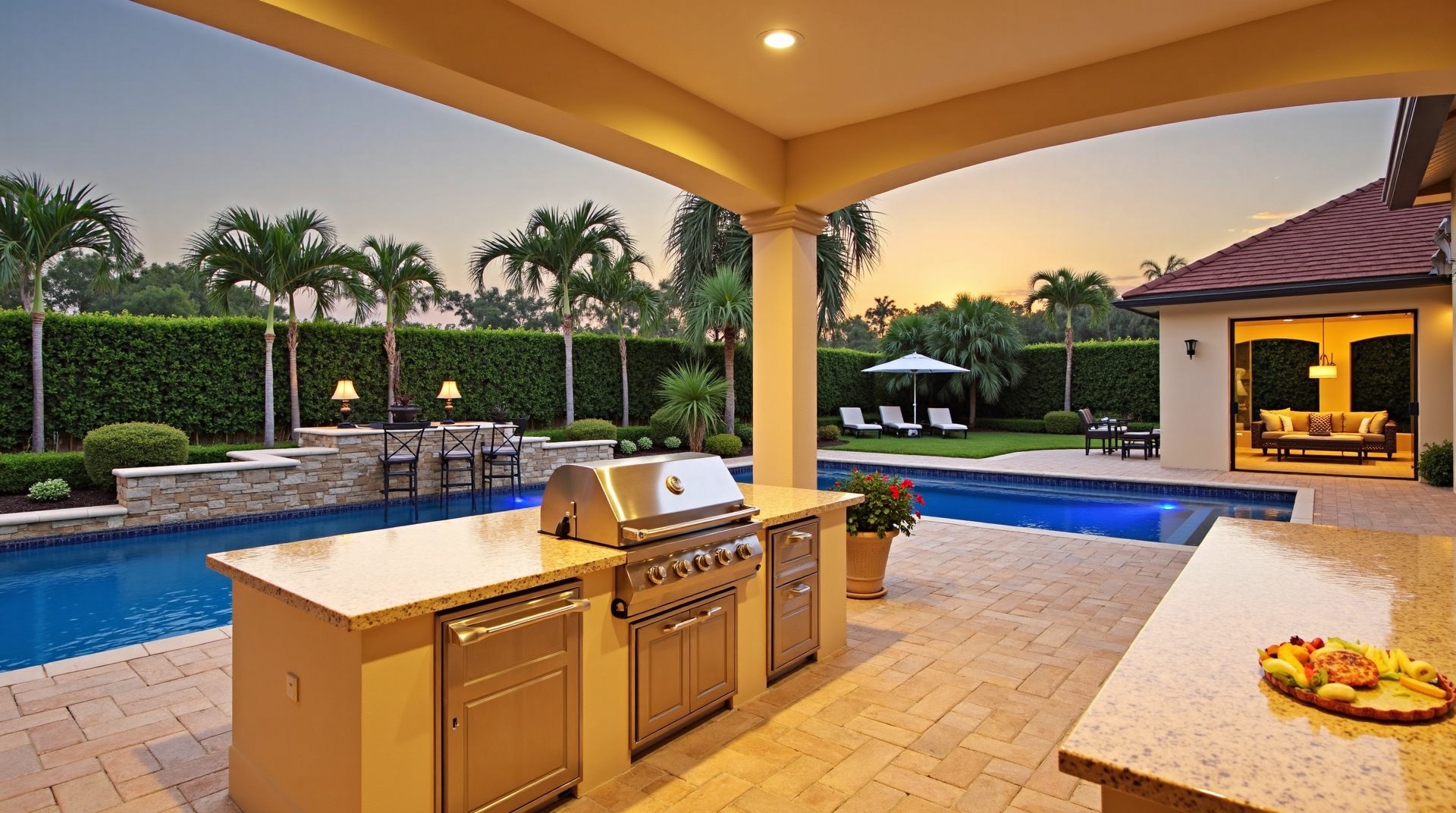 Outdoor kitchen installation in Sarasota FL by SunWest Landscape Group